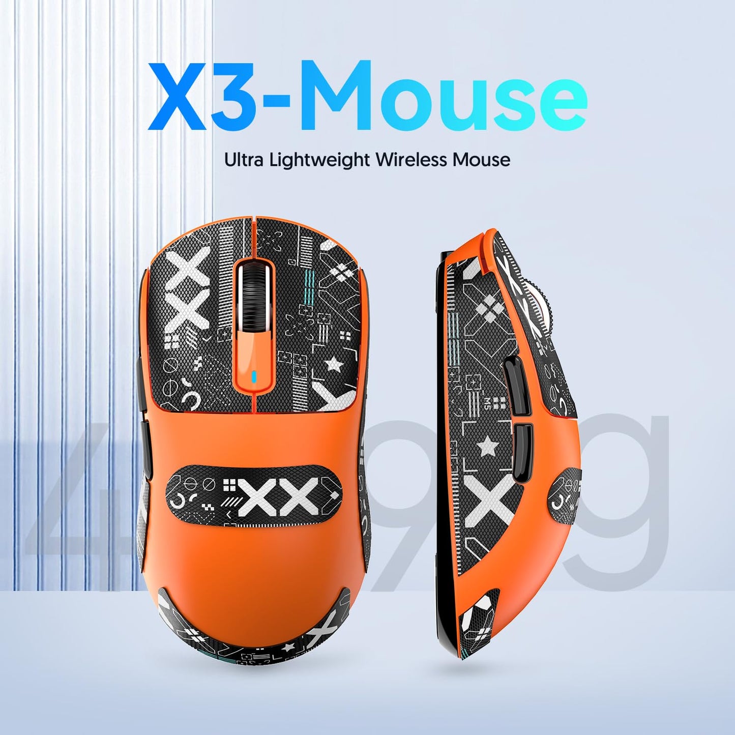 ATTACK SHARK X3 49g Ultralight Mouse, PixArt PAW3395 Gaming Sensor, BT/2.4G Wireless/Wired Gaming Mouse, 26000 DPI, 200 Hours Battery, Office Mice for Win11/Xbox/PS/Mac (White)