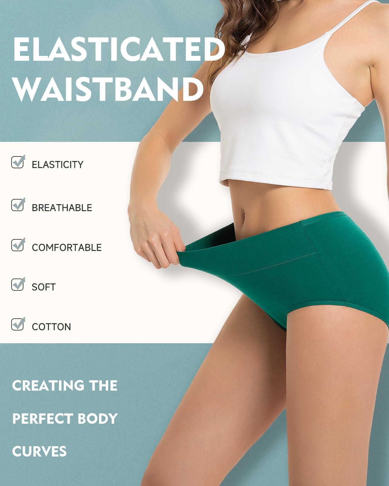 TANSTC Women’s Underwear 5-Pack High Waist Stretch Cotton Panties