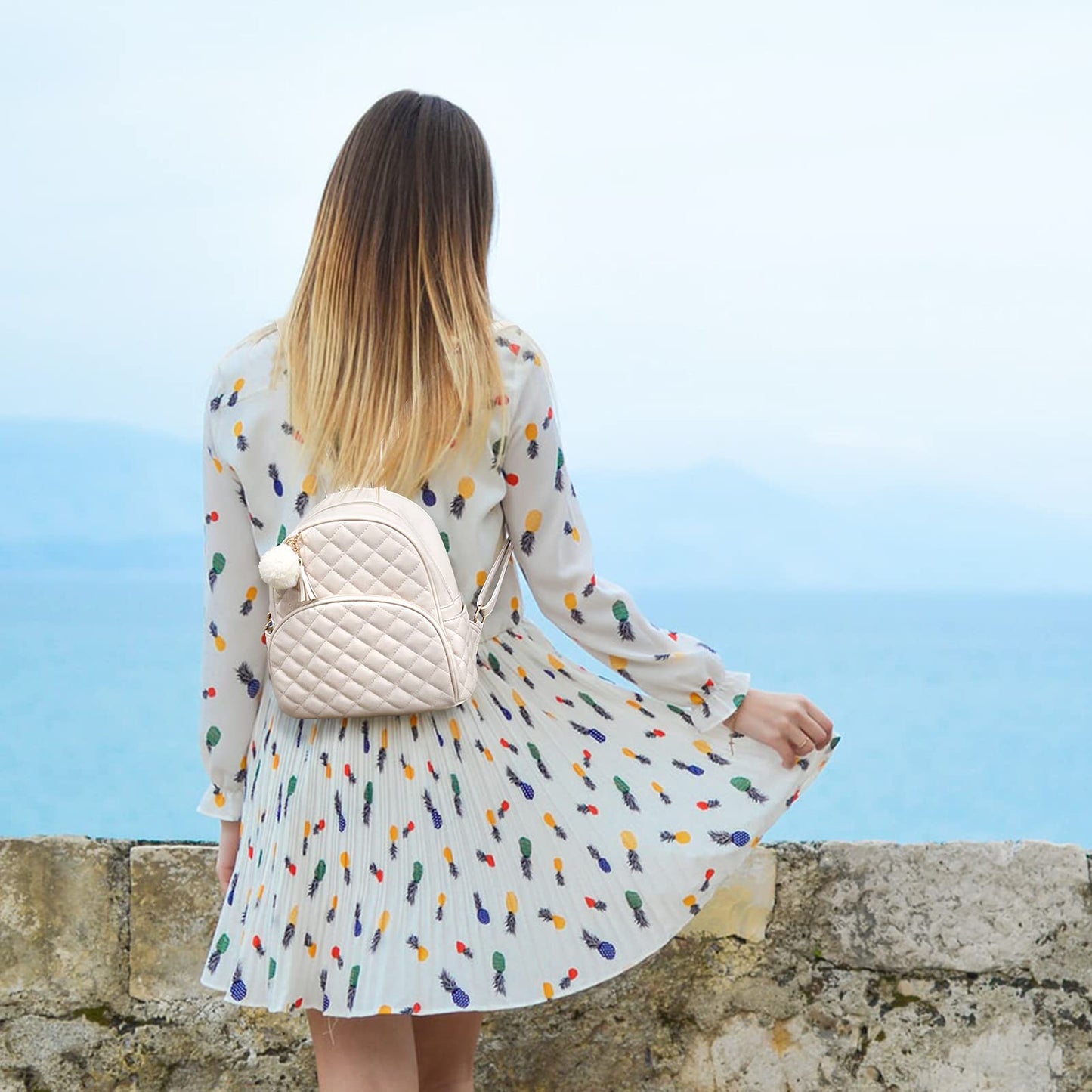 ECOSUSI Quilted Mini Backpack for Women
