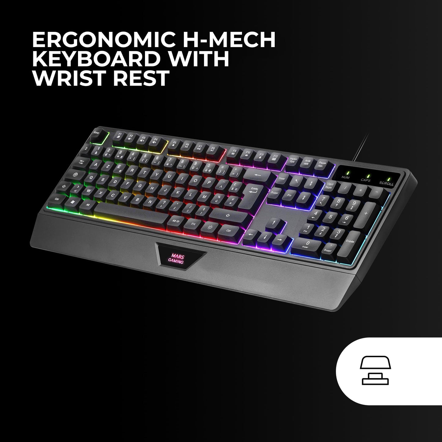MARSGAMING MCP-RGB3, Pack Gaming Keyboard Fixed RGB + Gaming Mouse RGB Flow 3200 DPI + Headset Over-Ear RGB + XXL Mouse Pad, White, Portuguese Language