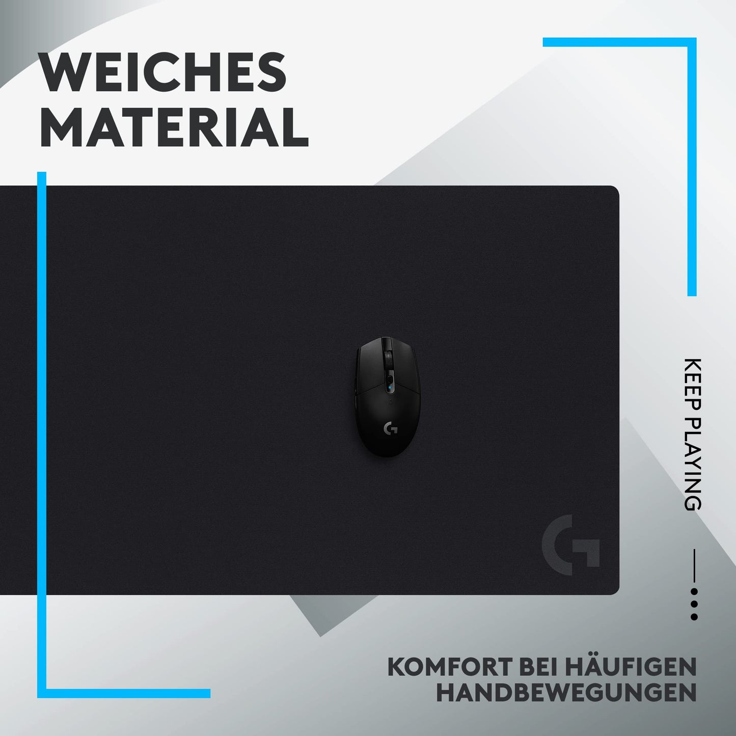 Logitech G G240 Stoff-Gaming-Mauspad, optimiert für Gaming-Sensoren, mäßige Oberflächenreibung, rutschfeste Mausmatte, Mac- und PC-Gaming-Zubehör, 340 x 280 x 1 mm