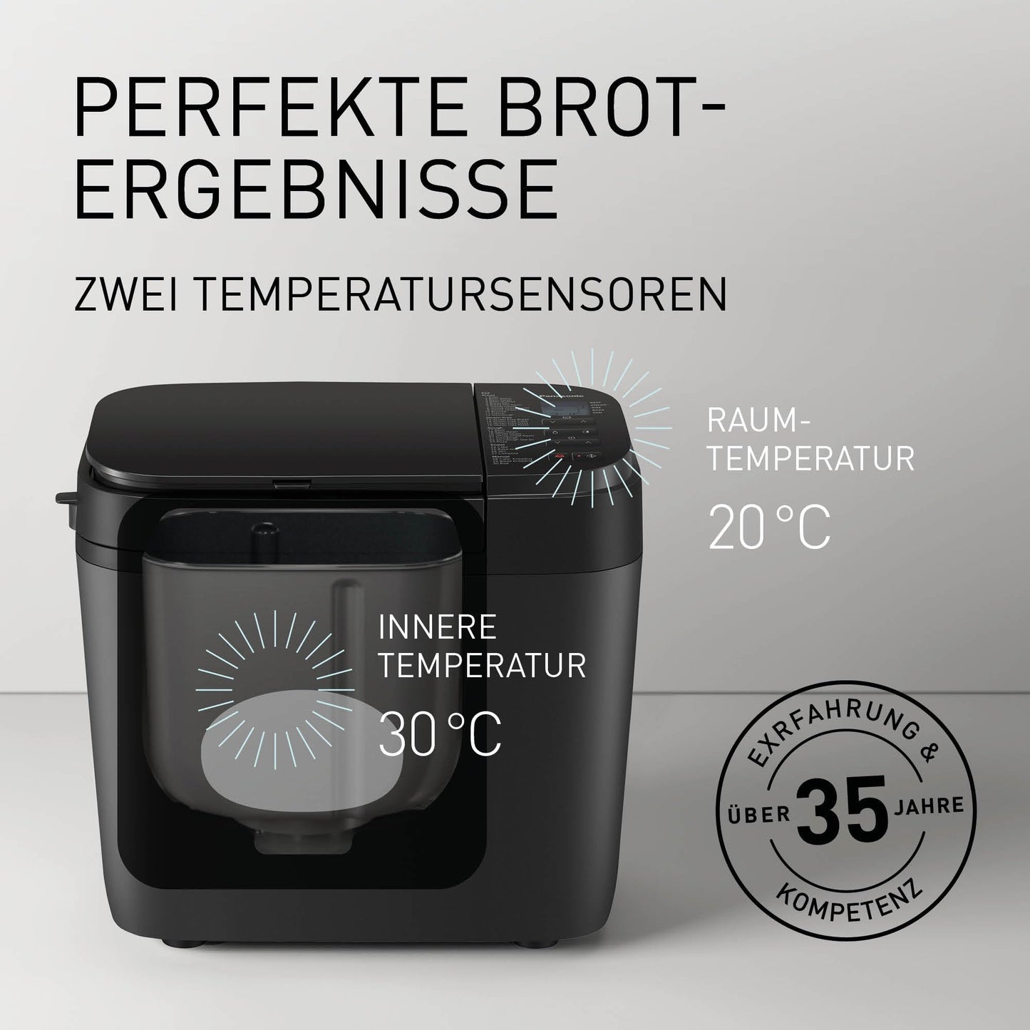 Panasonic Premium Grau Vollautomatischer Brotbackautomat, horizontales Design und Hefespender, 32 automatische Programme, zwei Temperatursensoren, 13-Stunden-Zeitvorwahl, Grau