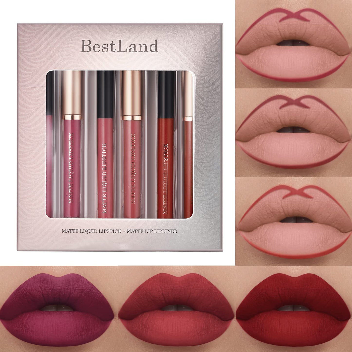 6-Piece Matte Lipstick Lip Liner Set – Long-Lasting Waterproof Non-Fading