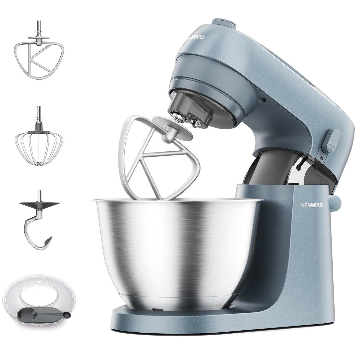 Kenwood MultiPro Go FDP22.130GY, Kompakt-Küchenmaschine nur 30cm hoch, zum Schneiden, Reiben, Pürieren und Teig Kneten, Express-Serve, 1,3 l Arbeitsbehälter, 650 W, Blau