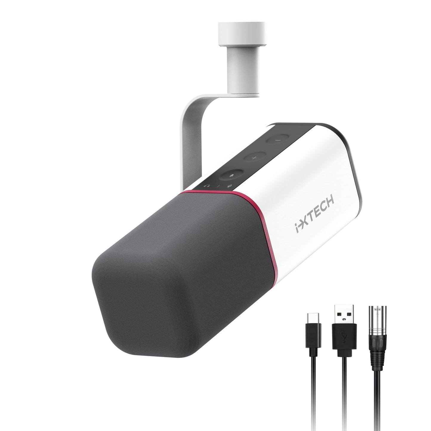 IXTECH Dynamisches Mikrofon mit Nierencharakteristik RGB Gesangsmikrofon USB XLR Studiomikrofon Software Stummschalttaste Microphone für Podcasting Streaming Aufnahme Gaming und Voice-Over Schwarz