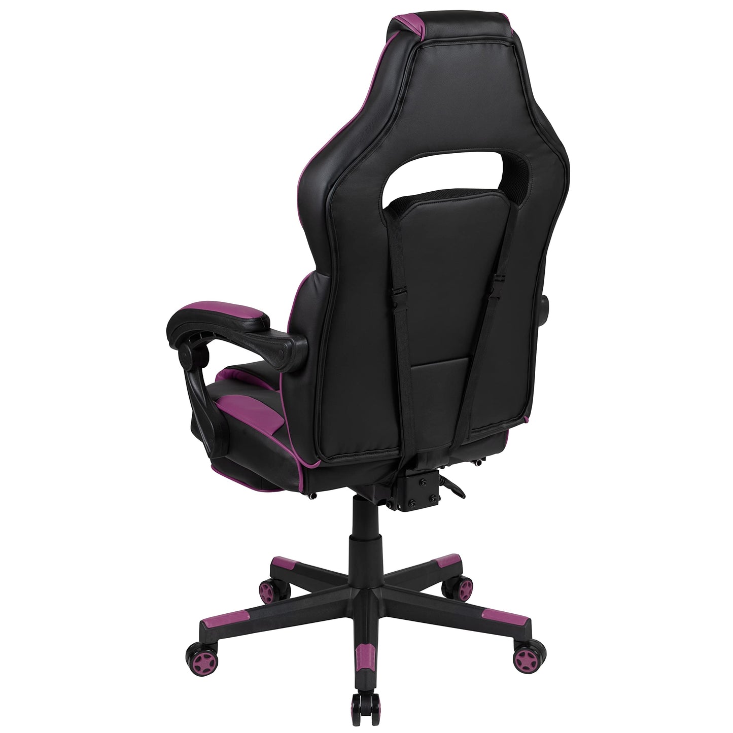 Flash Furniture X30 Gaming-Stuhl, ergonomischer Bürostuhl für PC- und Gaming-Setups, verstellbarer Rennsport-Stuhl mit vollständig verstellbarer Rückenunterstützung, schwarz mit weißer Verzierung