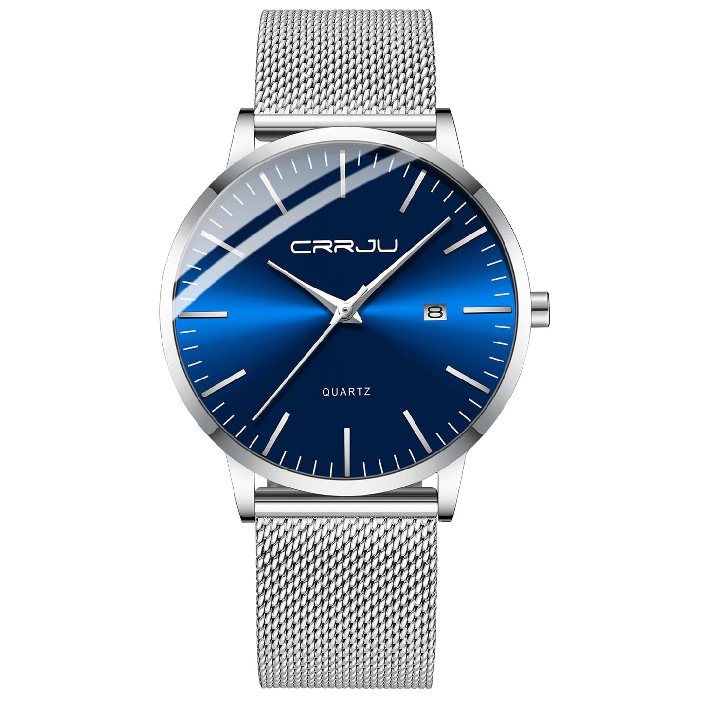 CRRJU Herren Uhr Ultra Dünne Wasserdicht Armbanduhr Herren Mode mit Schwarz Edelstahlband Mesh Analog Quarz Business Männer Uhren