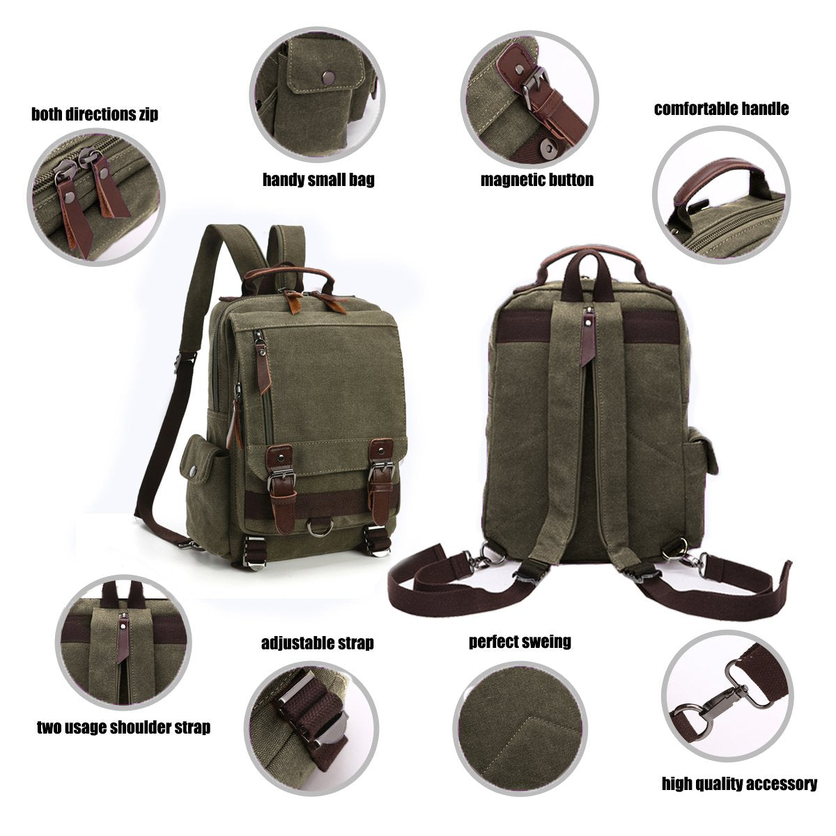 LOSMILE Vintage Canvas Backpack for Men & Women