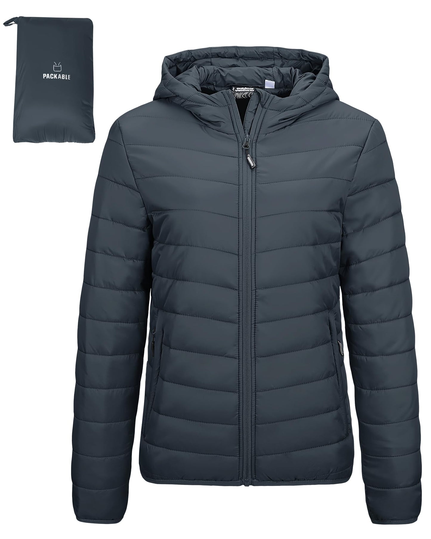 Outdoor Ventures Women’s Lightweight Hooded Puffer Jacket