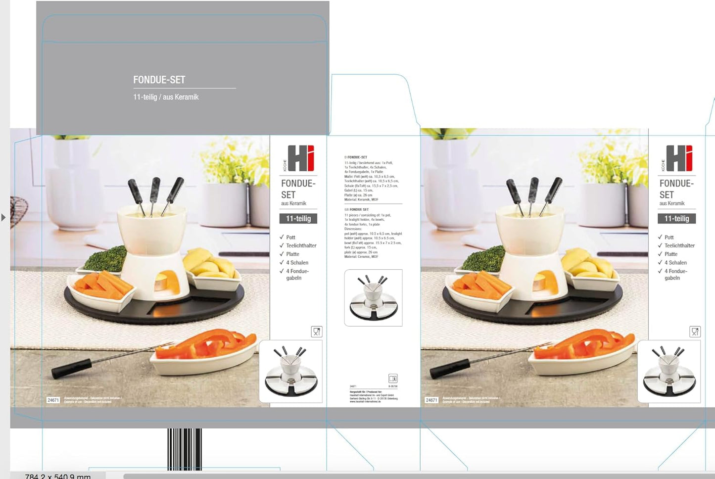 BeBuy24 Fondueset 11 teilig Keramik Porzellan Schokofondue Käsefondue Fondue Set Schoko Käse