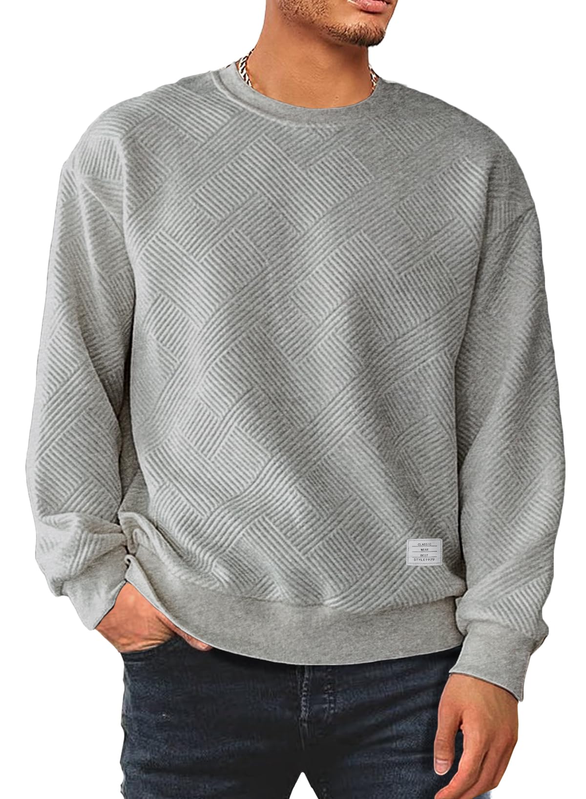 Men’s Crew Neck Colorblock Sweatshirt – Casual Raglan Pullover