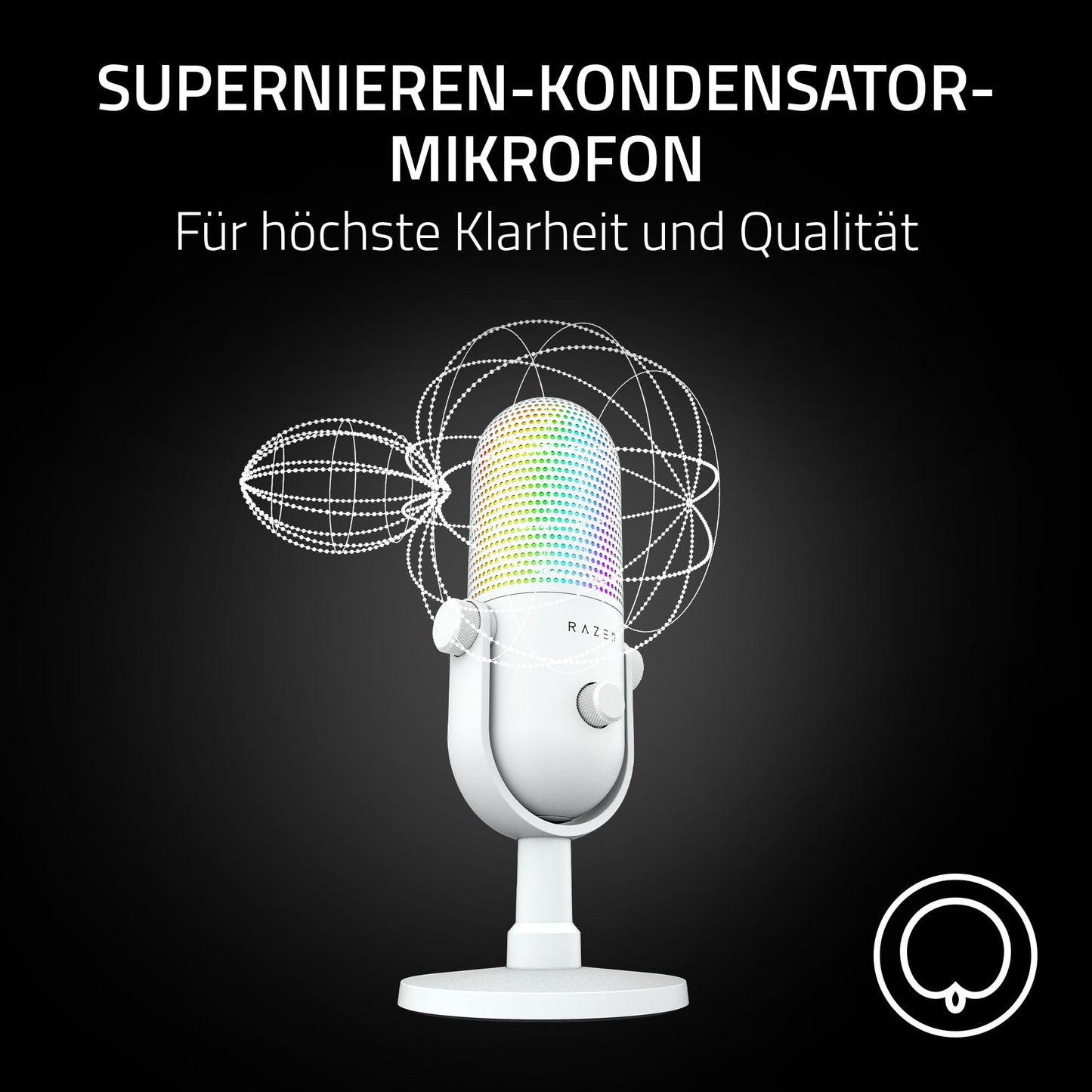 Razer Seiren V3 Mini - Ultrakompaktes USB-Mikrofon (14mm Supernieren Kondensatormikrofon, Tap-to-Mute-Sensor mit LED-Anzeige, integrierter Stoßdämpfer, Plug-and-Play Design) Schwarz