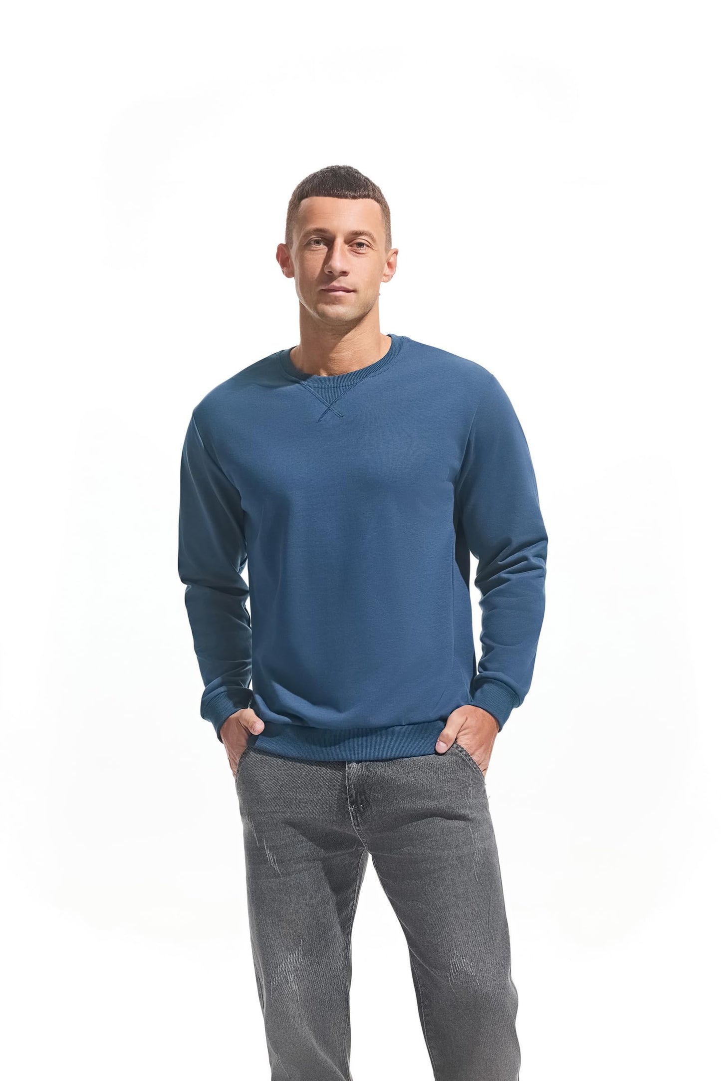 VEIISAR Men’s Basic Sweatshirt – Long Sleeve Crew Neck Pullover