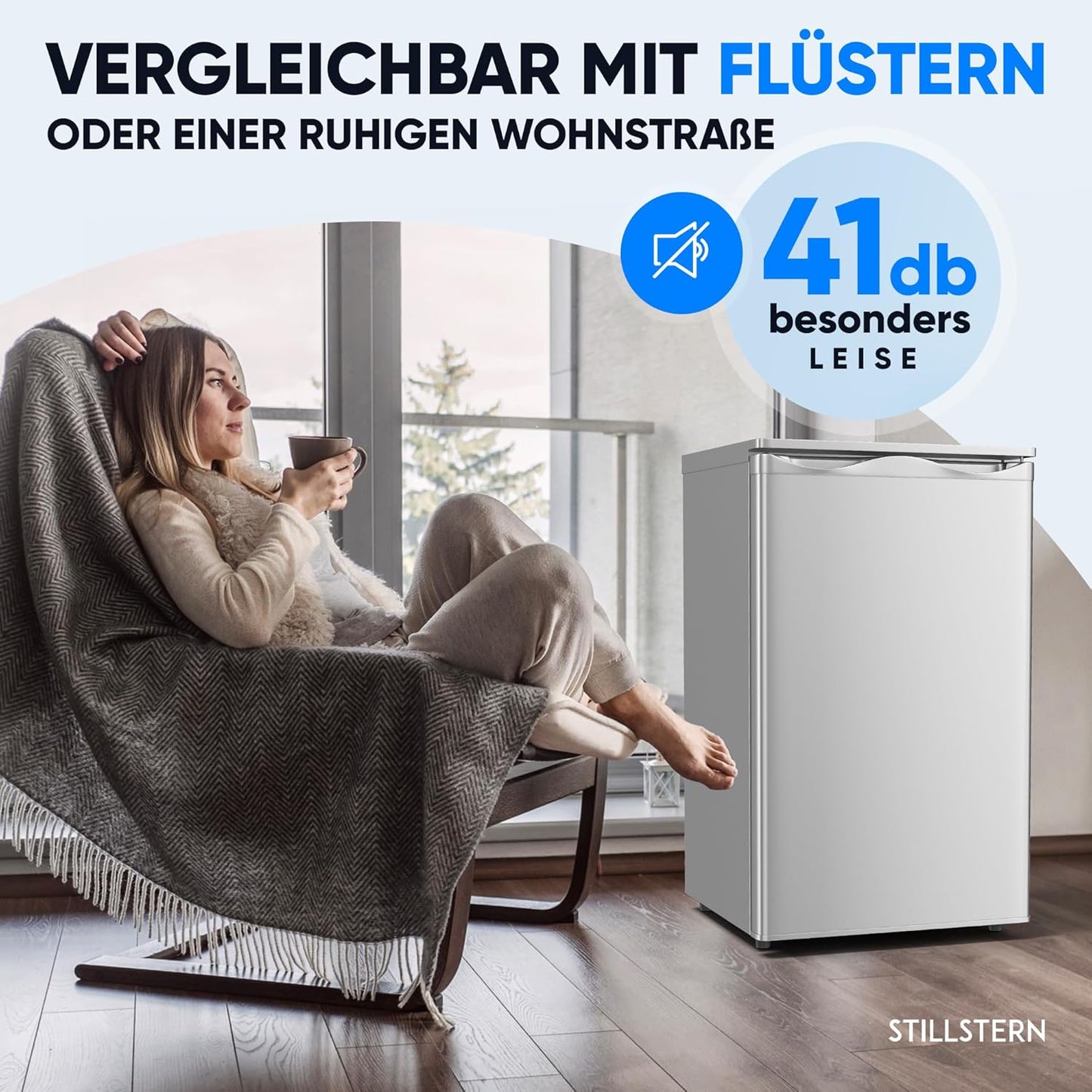 Stillstern freezer C (73L) 4-star freezer compartment -18°C, low energy consumption, 3 compartments, continuously adjustable temperature, reversible door hinge, small freezer, deep freezer