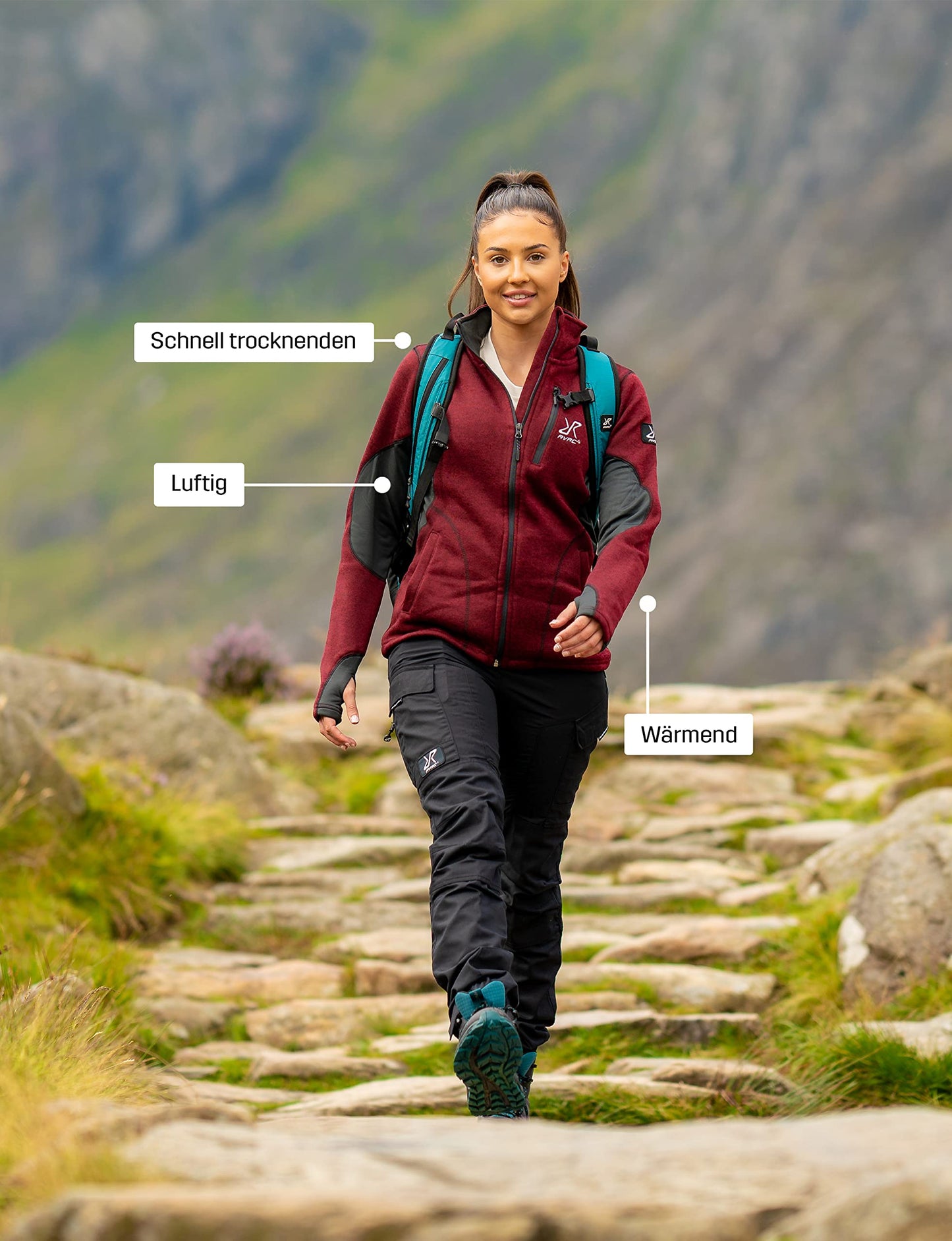 RevolutionRace Women’s Fusion Fleece – Lightweight Outdoor Jacket