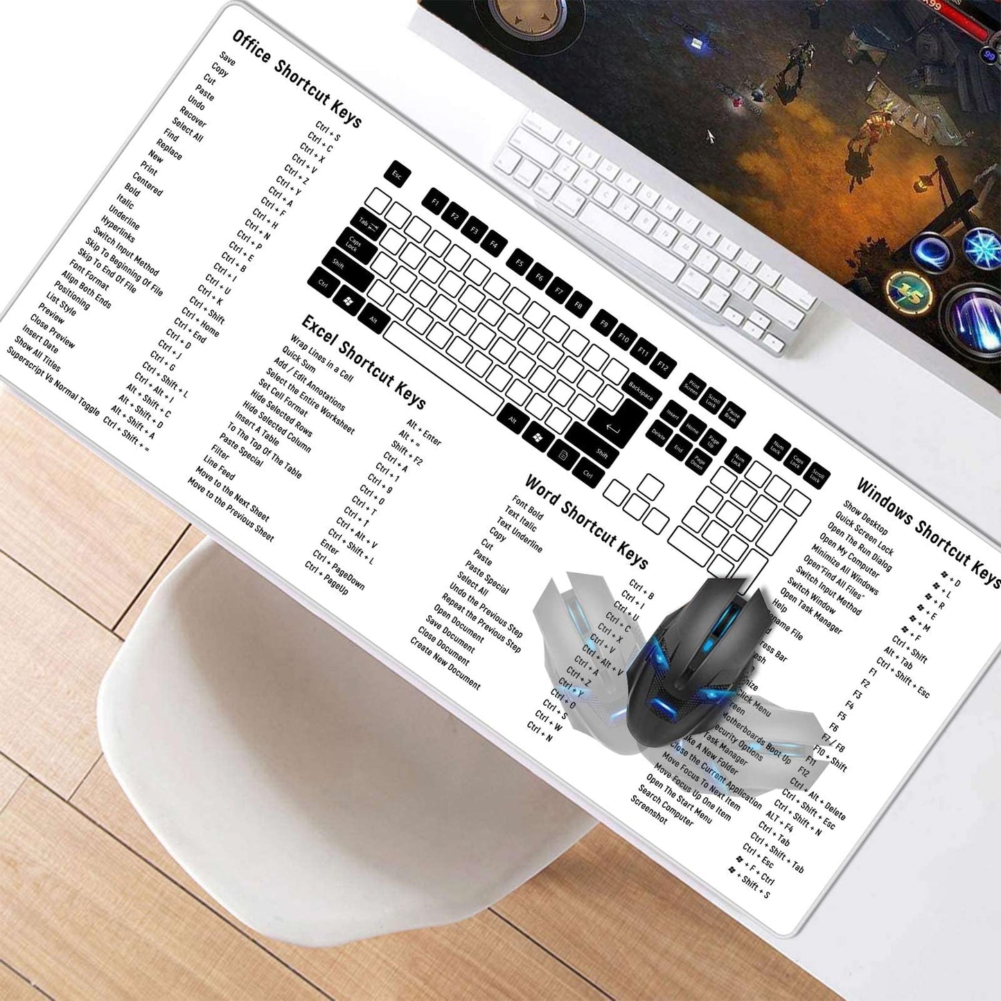 Anpollo Gaming Mouse Mat XXL 900 x 400 x 3 mm Non-Slip Desk Mat Table Mat Multifunctional Office Mouse Mat, Type 1
