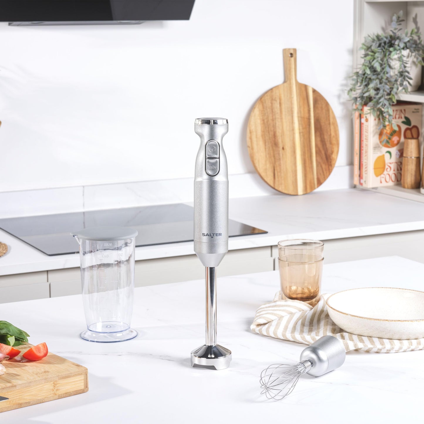 Salter Aspen NutriPro Mini Smoothie Maker, ideal für Protein Shakes, Säfte und Cocktails, Kompakter Mixer mit 1L Mixbehälter, 800ml BPA-frei To-Go Becher, 1000W Leistung, inkl. Aufbewahrungsdeckel