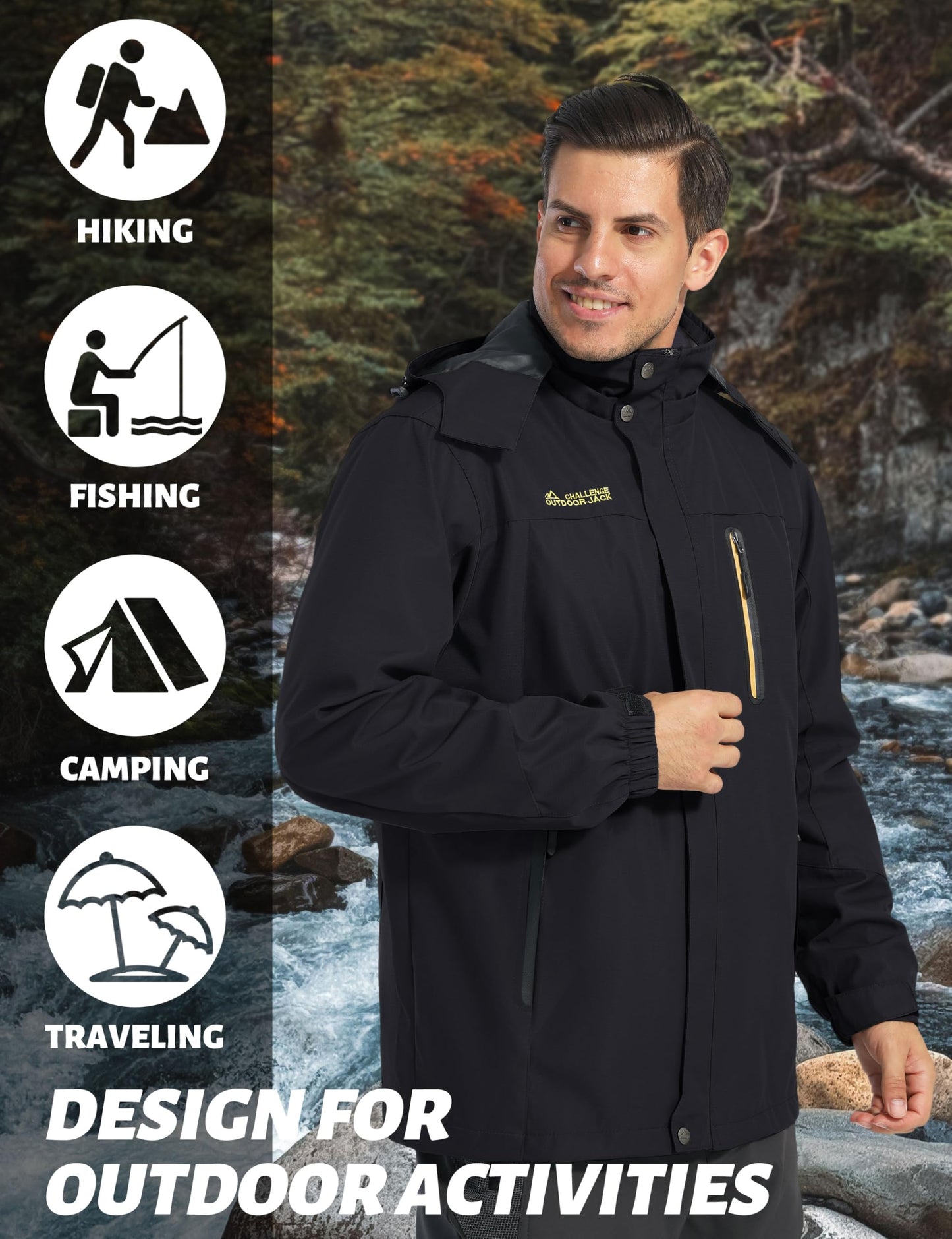 Men’s Outdoor Jacket – Lightweight Water-Resistant Hiking Coat