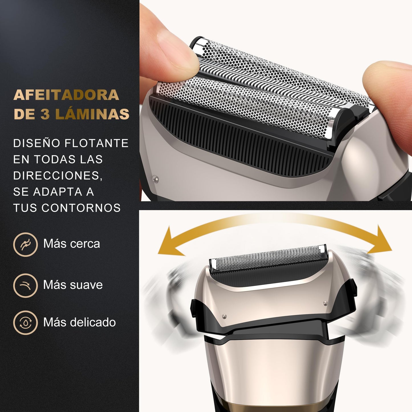 Men's Foil Shaver, 2-in-1 Razor, Electric Rechargeable USB Shaver, Men's Wet Razor & Dry Shaver, Electric Shaver, Men's 100 Minutes Running Time, Zero Gap Skin, IPX7 Washable