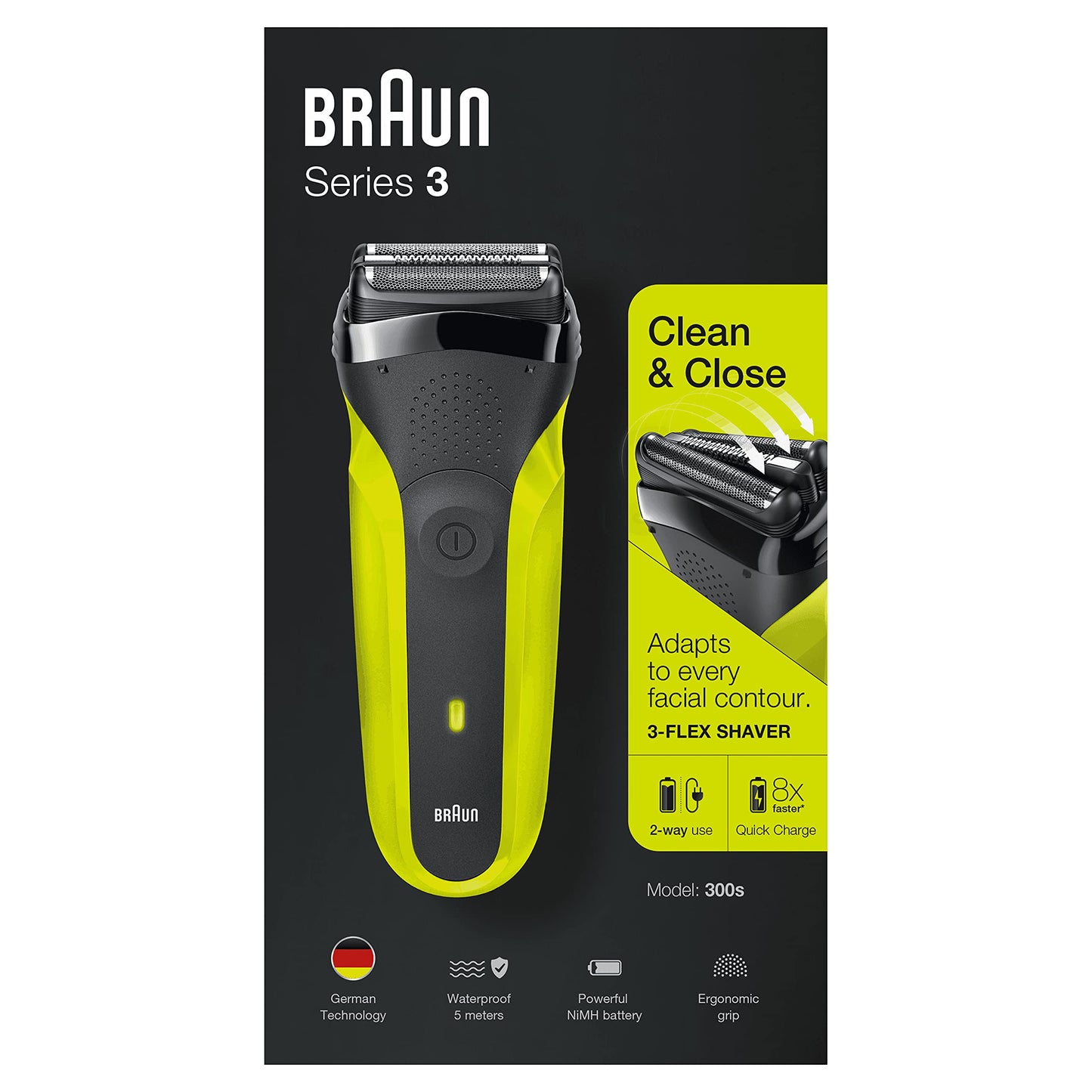 Braun Series 3 ProSkin Elektrorasierer mit Präzisionstrimmer, Rasierer Herren Elektrisch, elektrischer Rasierer, Wet&Dry, rasierapparat, trockenrasierer, Made in Germany, 3040s, schwarz/blau