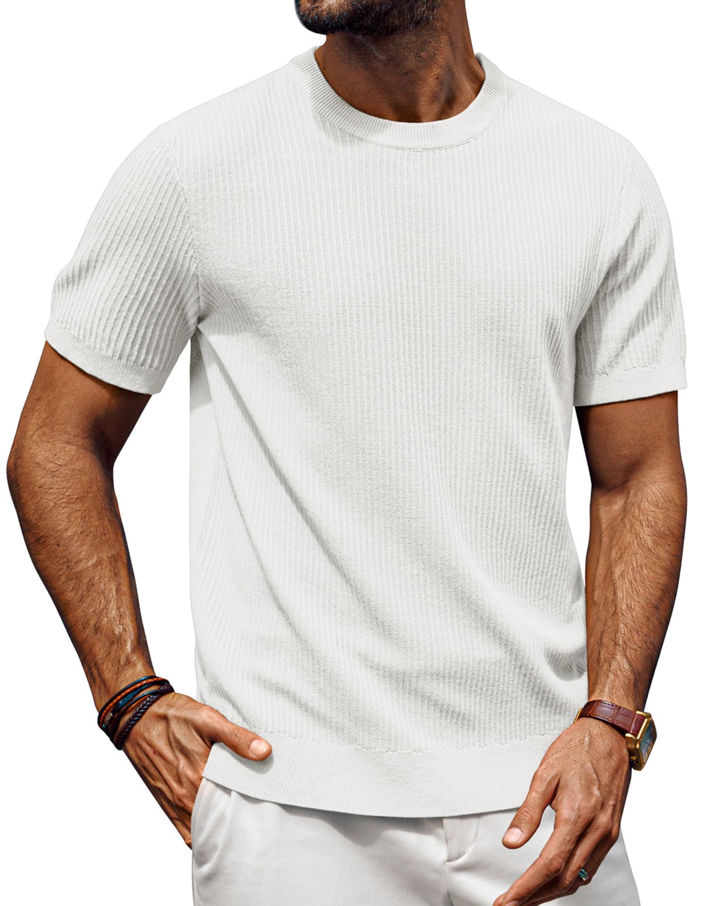 Men’s Short Sleeve Knitted Crew Neck T-Shirt
