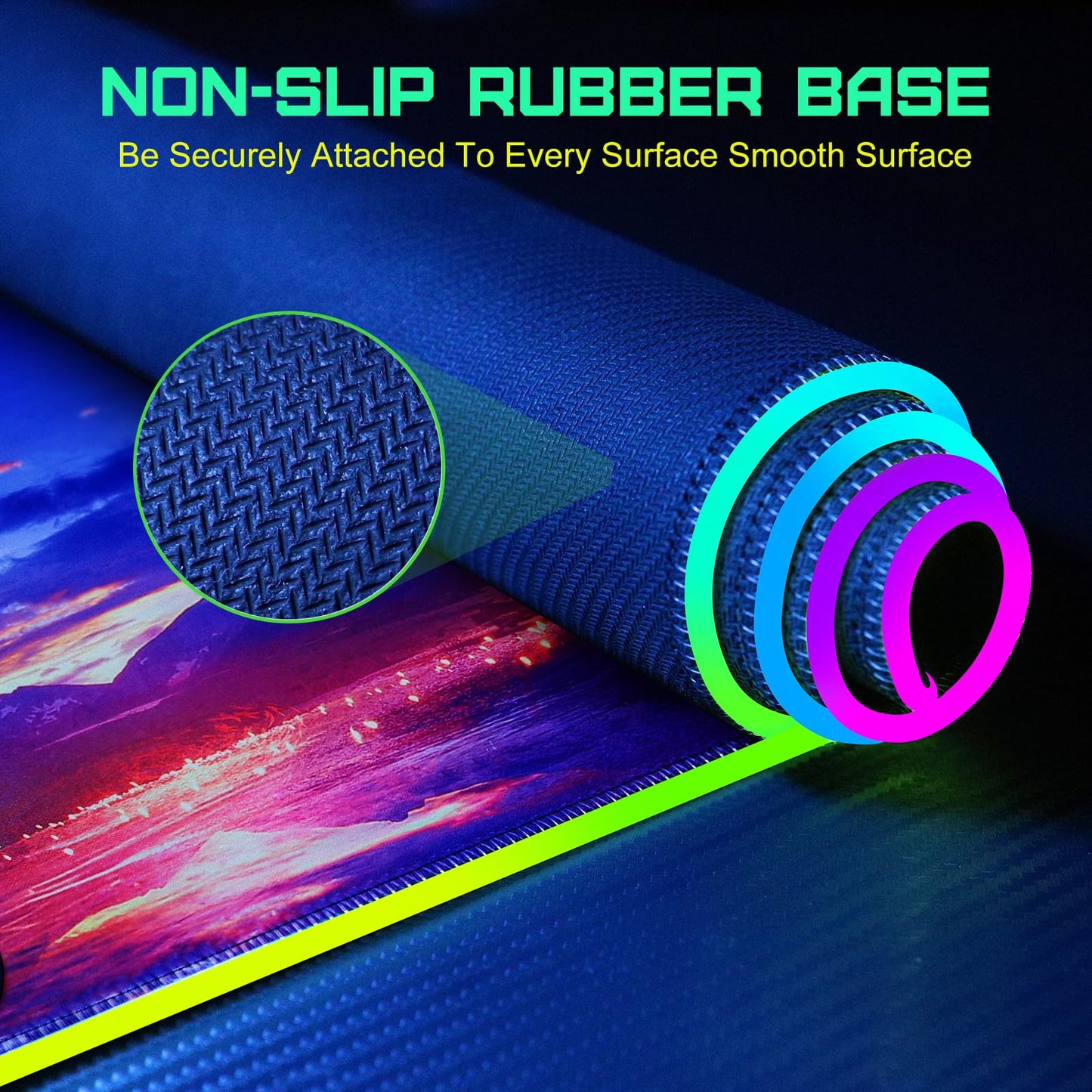 RGB Gaming Mauspad 15W Qi Mousepad LED, 10 Beleuchtungsmodi mit 15W Schnellladung Qi Kabelloses Laden für I-Phone Handy, Kopfhörer, Wasserdicht, rutschfest für Gaming, Schreibtische, PC und Büro