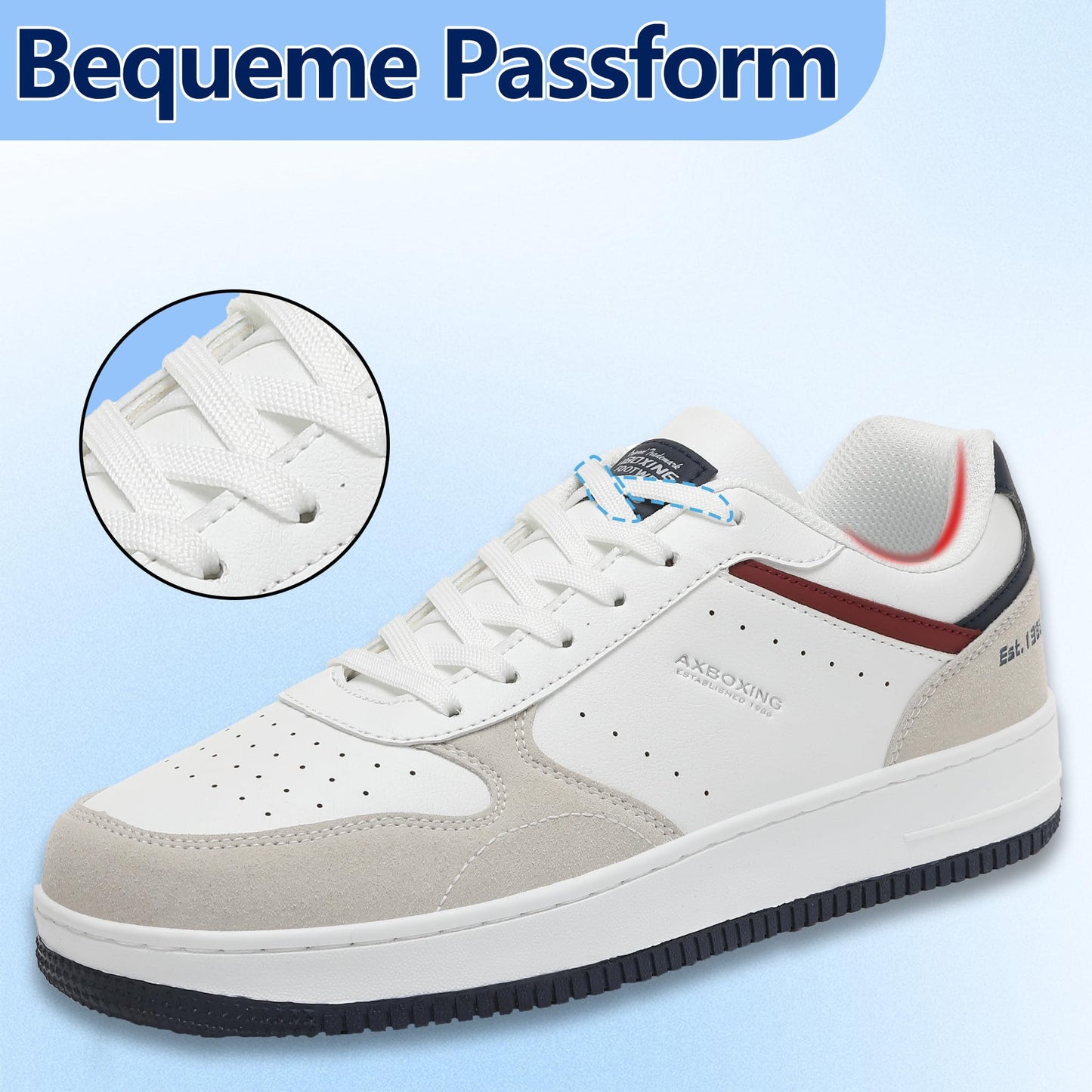 AX BOXING Men’s Casual Trainers – Lightweight Breathable Faux Leather Sneakers