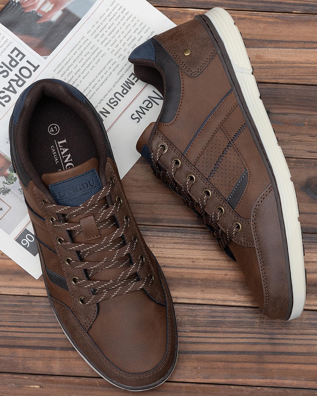 LANGDU Men’s Casual Sneakers – Lightweight Breathable Walking Sports Shoes