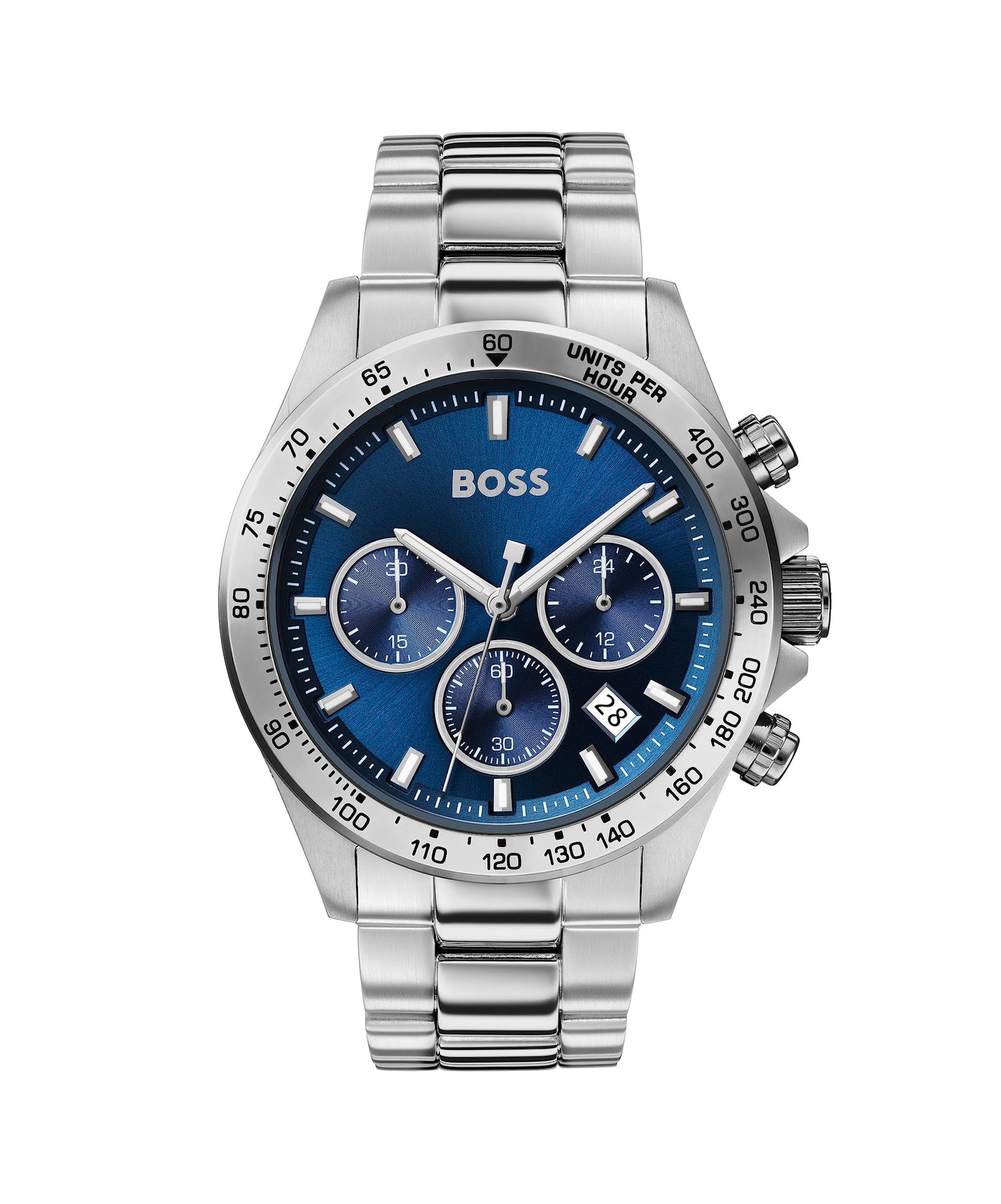 BOSS Chronograph Quartz Watch for Men with Silver Stainless Steel Bracelet