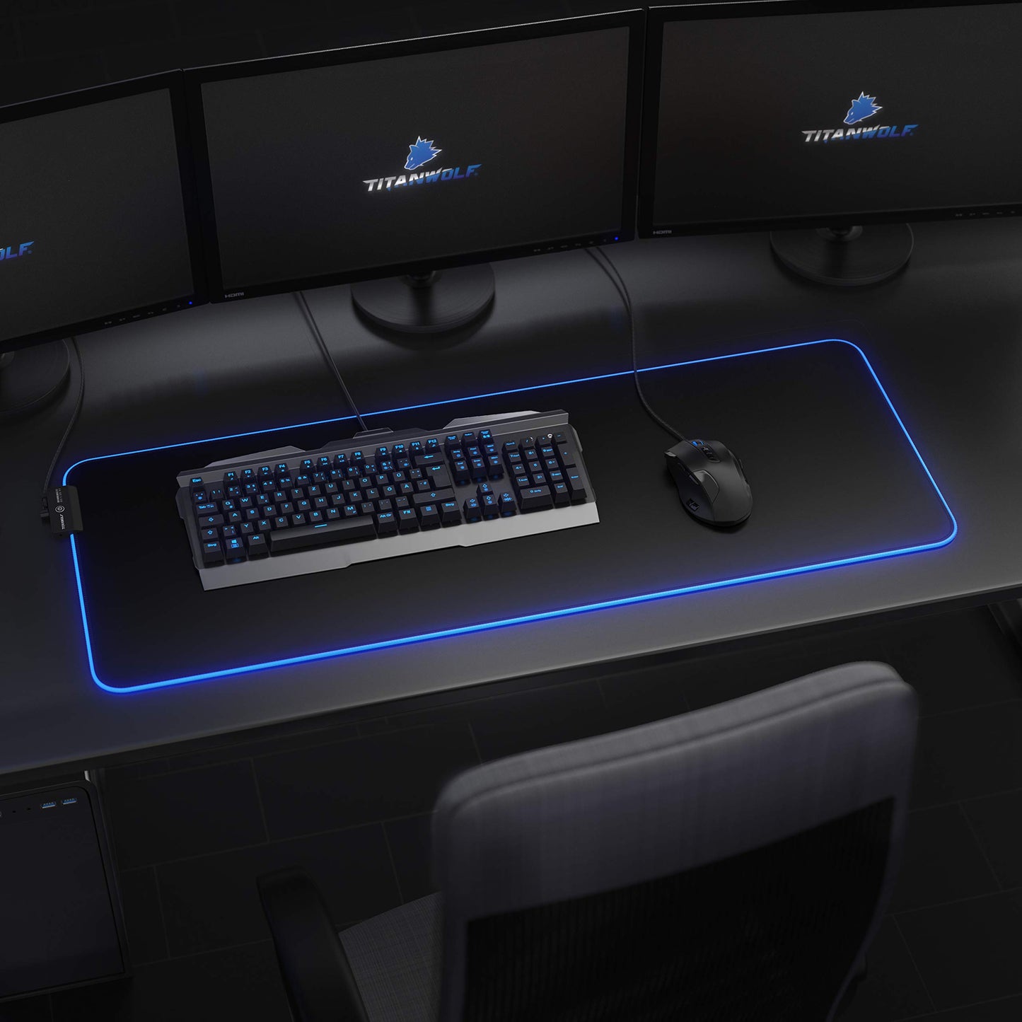 TITANWOLF - RGB Gaming Mauspad - LED Schreibtischunterlage - 800x300 mm - XXL Mousepad - LED Multi Color - 11 Beleuchtungs-Modi - 7 LED Farben Plus 4 Effektmodi - abwaschbar - Stars