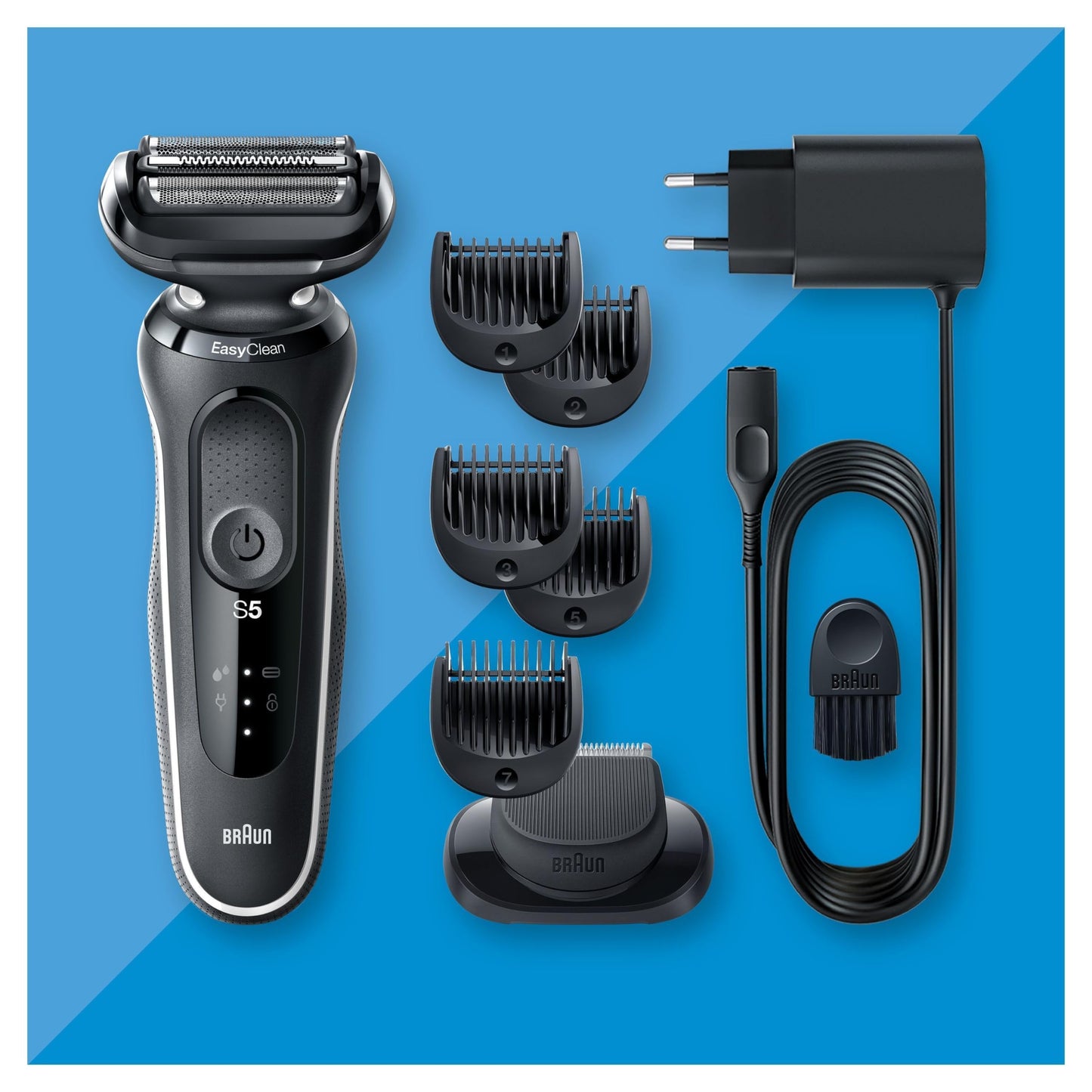 Braun Series 5 Elektrorasierer mit EasyClick Barttrimmer Aufsatz, Rasierer Herren Elektrisch Ladestation, EasyClean, Wet & Dry, rasierapparat, trockenrasierer, Made in Germany, 51-M4500cs, mintgrün
