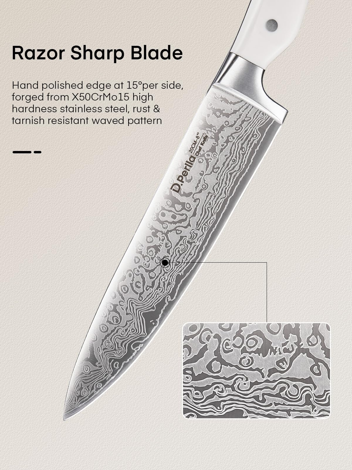 D.Perlla Messerblock Set, 14-TLG Selbstschärfender Messerblock, Scharf Edelstahl Messerset Set mit Kunststoff-Griff und Holzblock, Profi Küchenmesserset, Schwarz