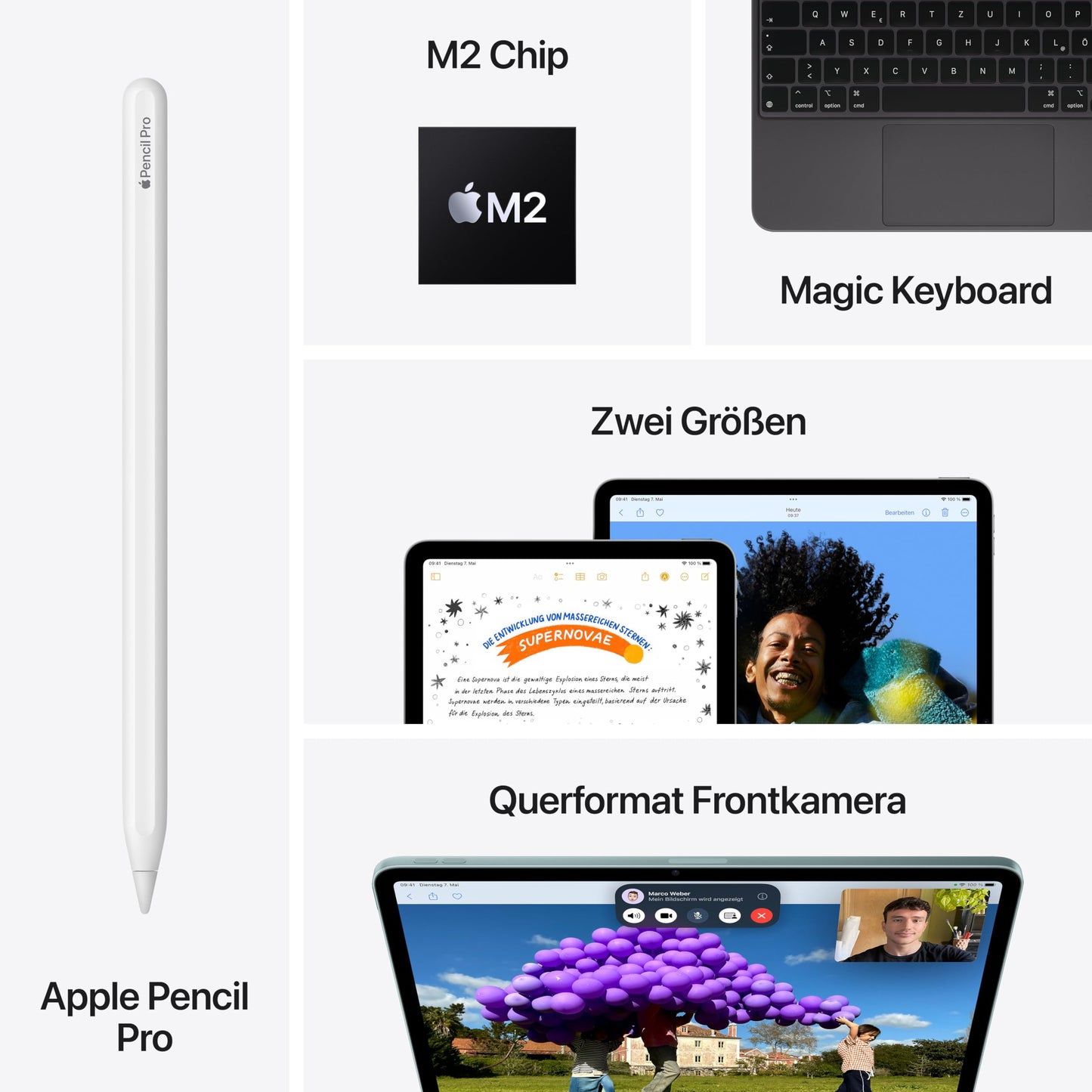 Apple 11" iPad Air (M2) - Liquid Retina Display, 12MP Landscape Front Camera, 12MP Rear Camera, Wi-Fi 6E, Touch ID, All-Day Battery