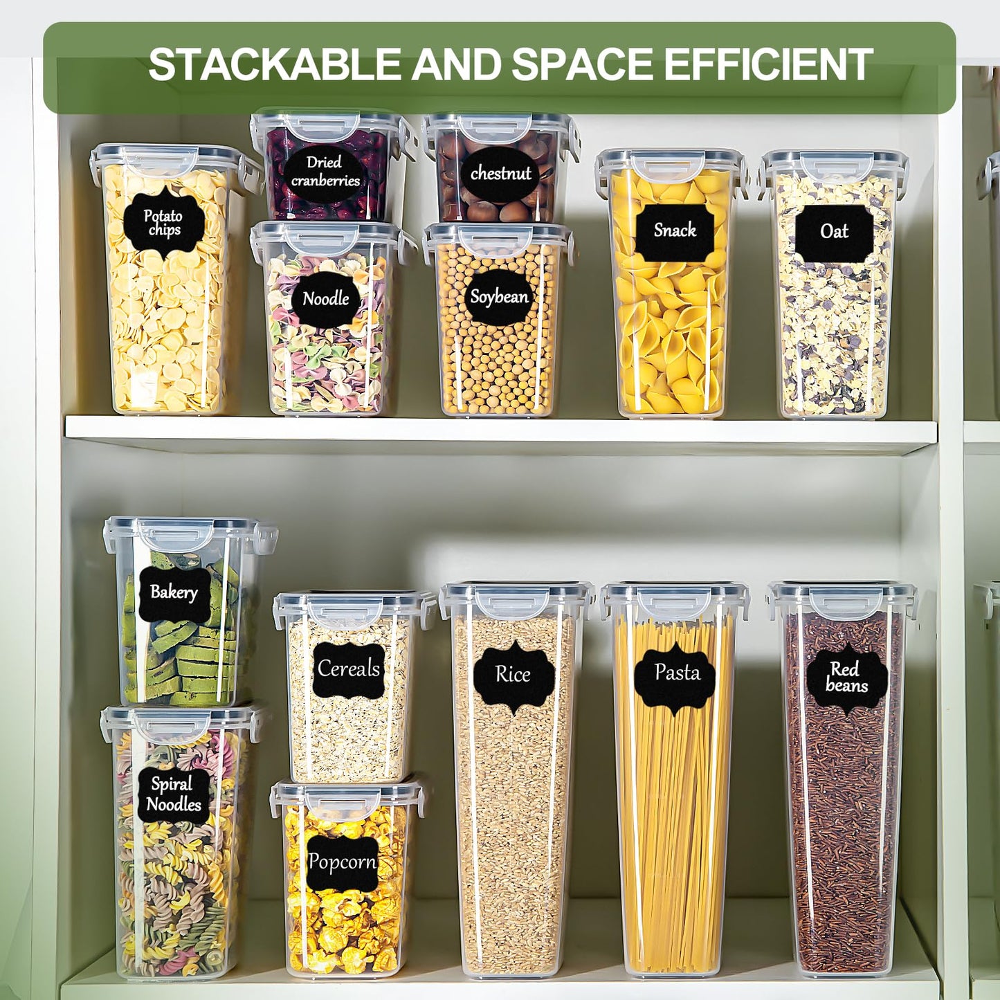 Storage Jars with Lid, Airtight, Large, 4 L, Set of 4, BPA-Free, Storage Box, Kitchen, Moth-Proof Kitchen Organiser, Flour, Spaghetti Cornflakes, Cereal Storage, Storage Container with Labels