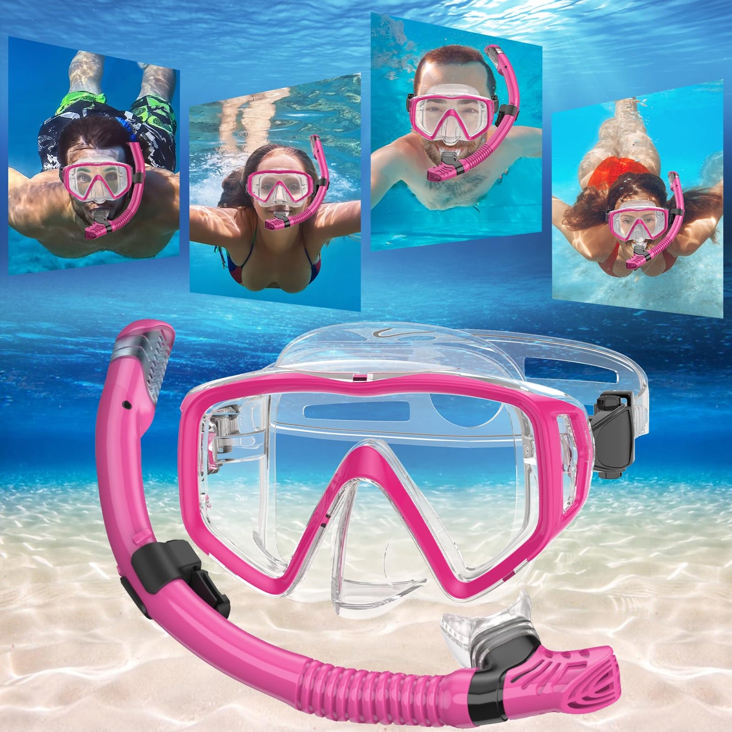 JEMULICE Schnorchelset Erwachsene, Schnorcheln Set mit Taucherbrille und Dry Schnorchel für Herren und Damen, Anti-Leck & Anti-Fog Tauchmaske aus Gehärtetem Glas für Tauchen, Schnorcheln und Schwimmen