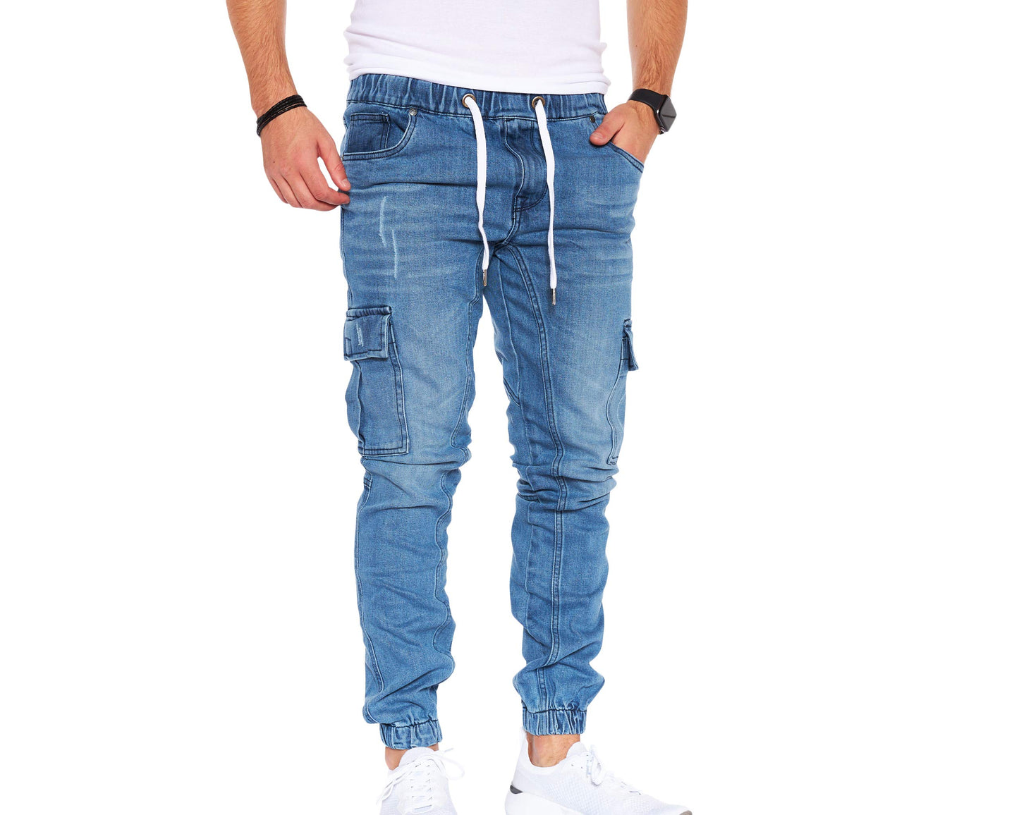 Men’s Cargo Jeans – Regular Slim Fit Denim Joggers