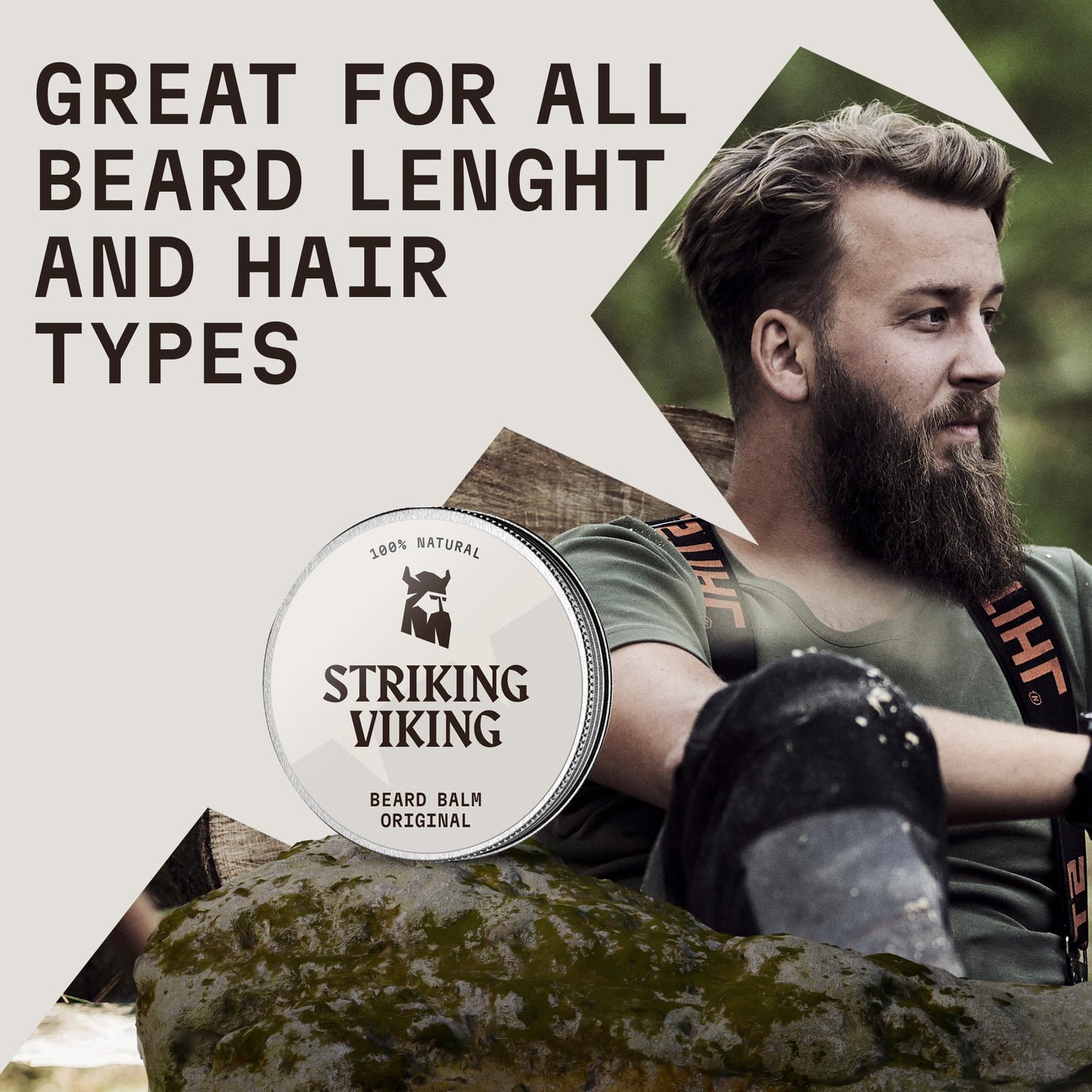 Striking Viking parfümfreier Bartbalsam Männer Vanille – Stylt, stärkt und macht Bärte, Schnurrbärte weich – Bartpflege mit Sheabutter, Teebaum, Argan & Jojobaöl - Bartglättungscremes - Bart Balm