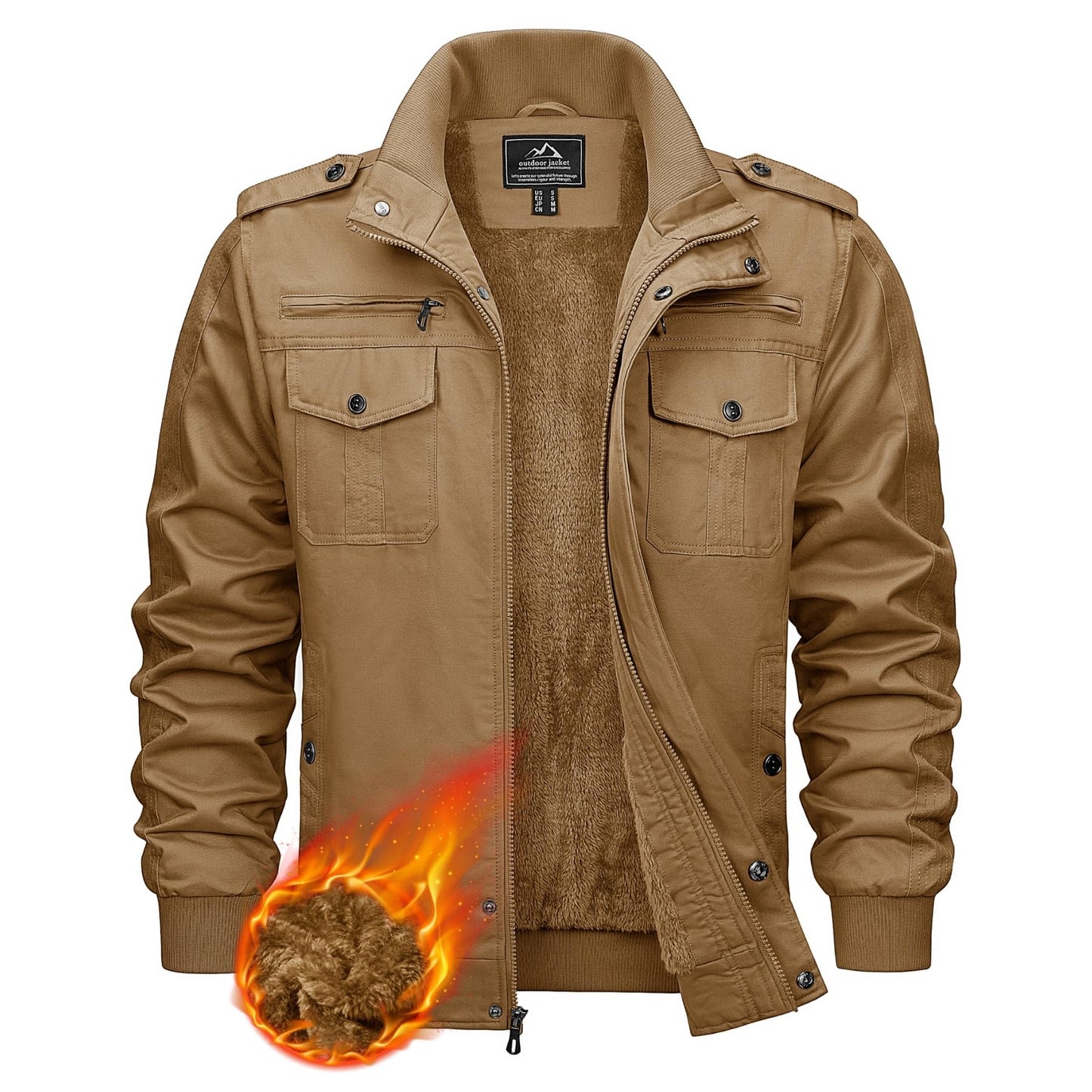 KEFITEVD Men’s Winter Fleece Jacket – Sherpa Lined Military Field Coat