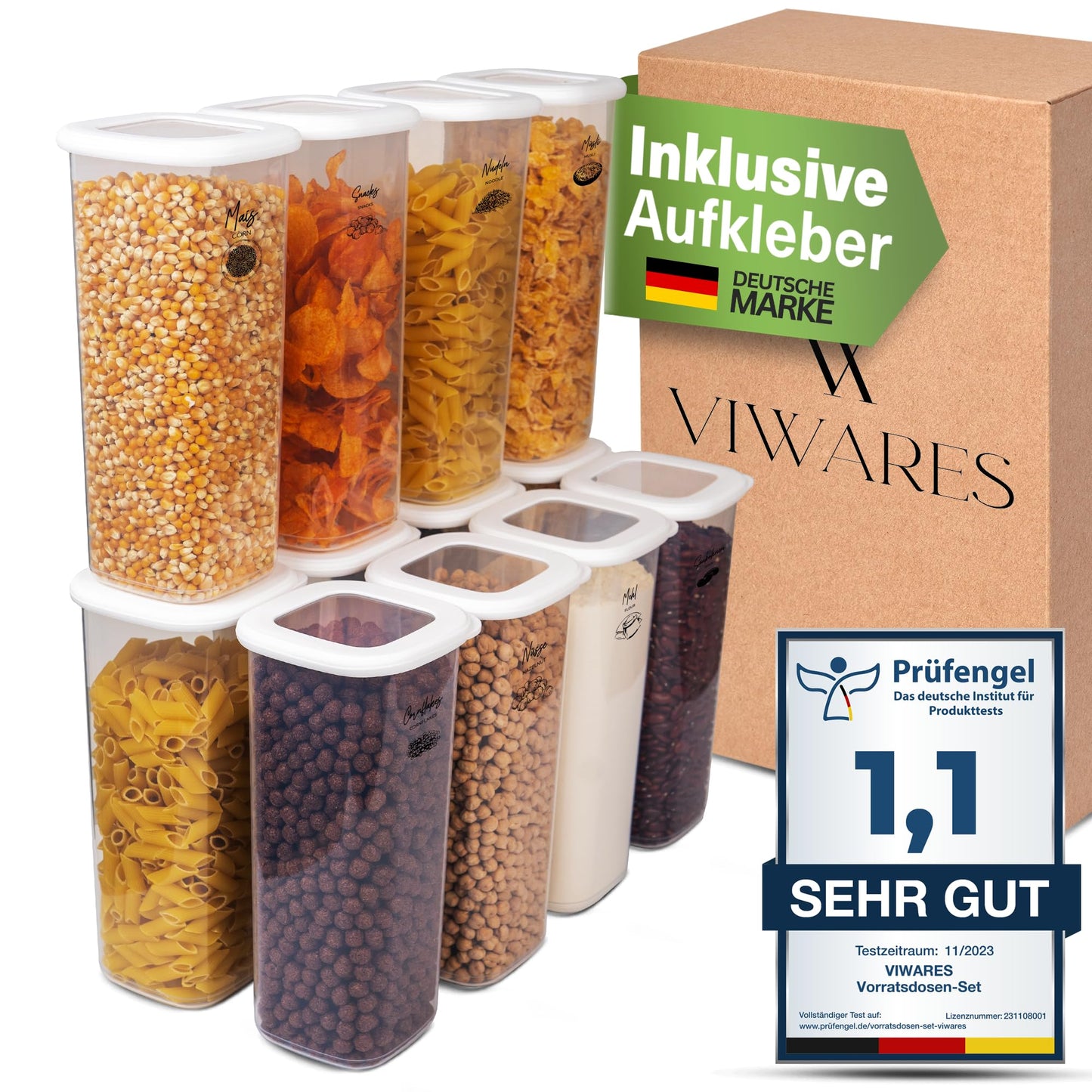 Viwares Vorratsdosen mit Deckel Luftdicht, 12er Vorratsbehälter Set BPA-Frei, Vorratsdose zur Müsli Mehl Aufbewahrung Küche, Praktische Organizer Küche, Frischhaltedosen für Lebensmittelaufbewahrung
