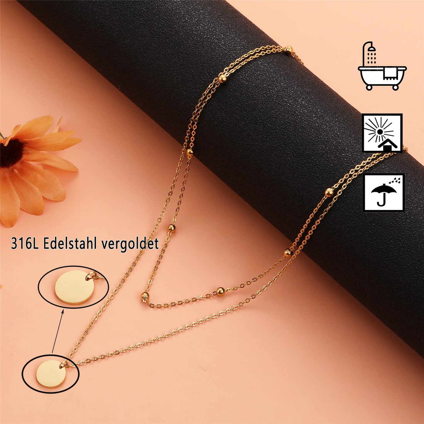 AFSTALR Layered Coin Pendant Necklace
