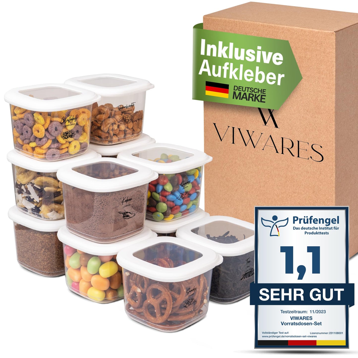 Viwares Vorratsdosen mit Deckel Luftdicht, 12er Vorratsbehälter Set BPA-Frei, Vorratsdose zur Müsli Mehl Aufbewahrung Küche, Praktische Organizer Küche, Frischhaltedosen für Lebensmittelaufbewahrung