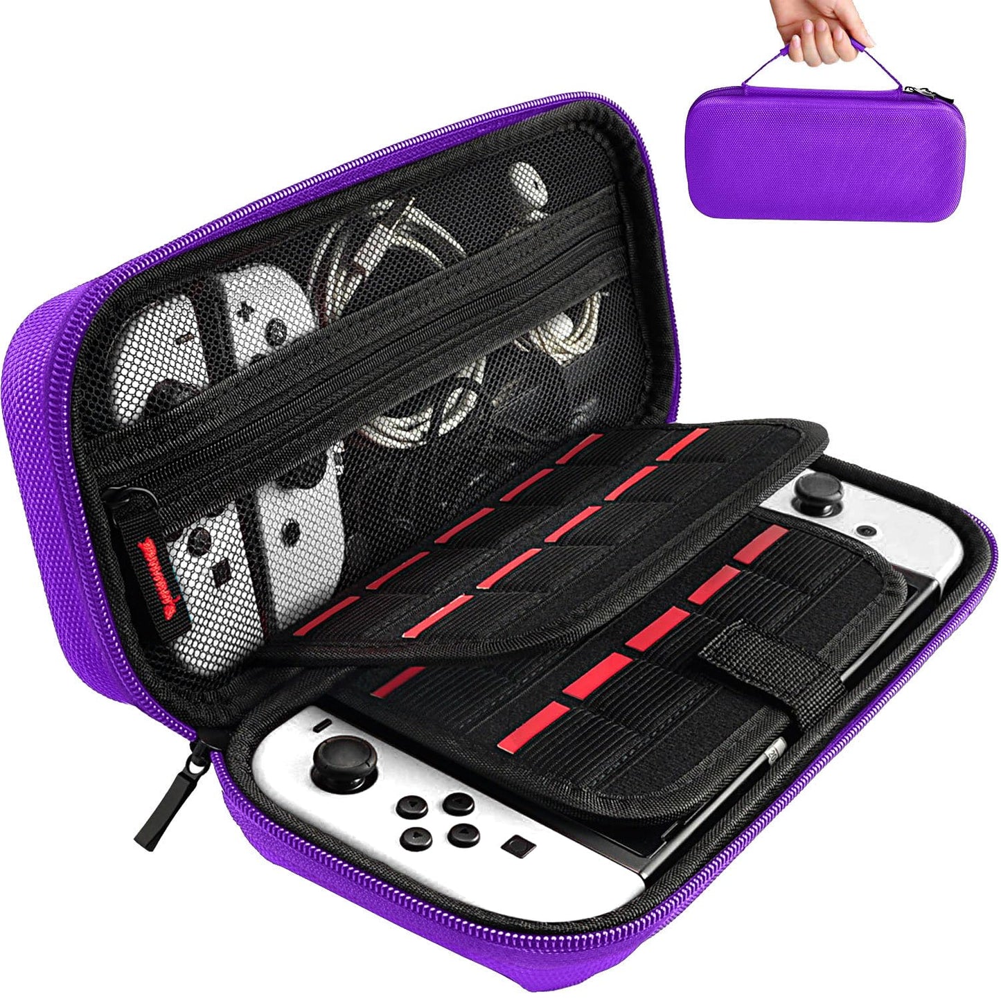 daydayup Tasche Kompatibel mit Nintendo Switch und New Switch OLED, Harte Tragetasche Hülle Case für die Nintendo Switch, Schutzhülle mit Aufbewahrung für 20 Spiele, Konsole & Zubehör - Schwarz