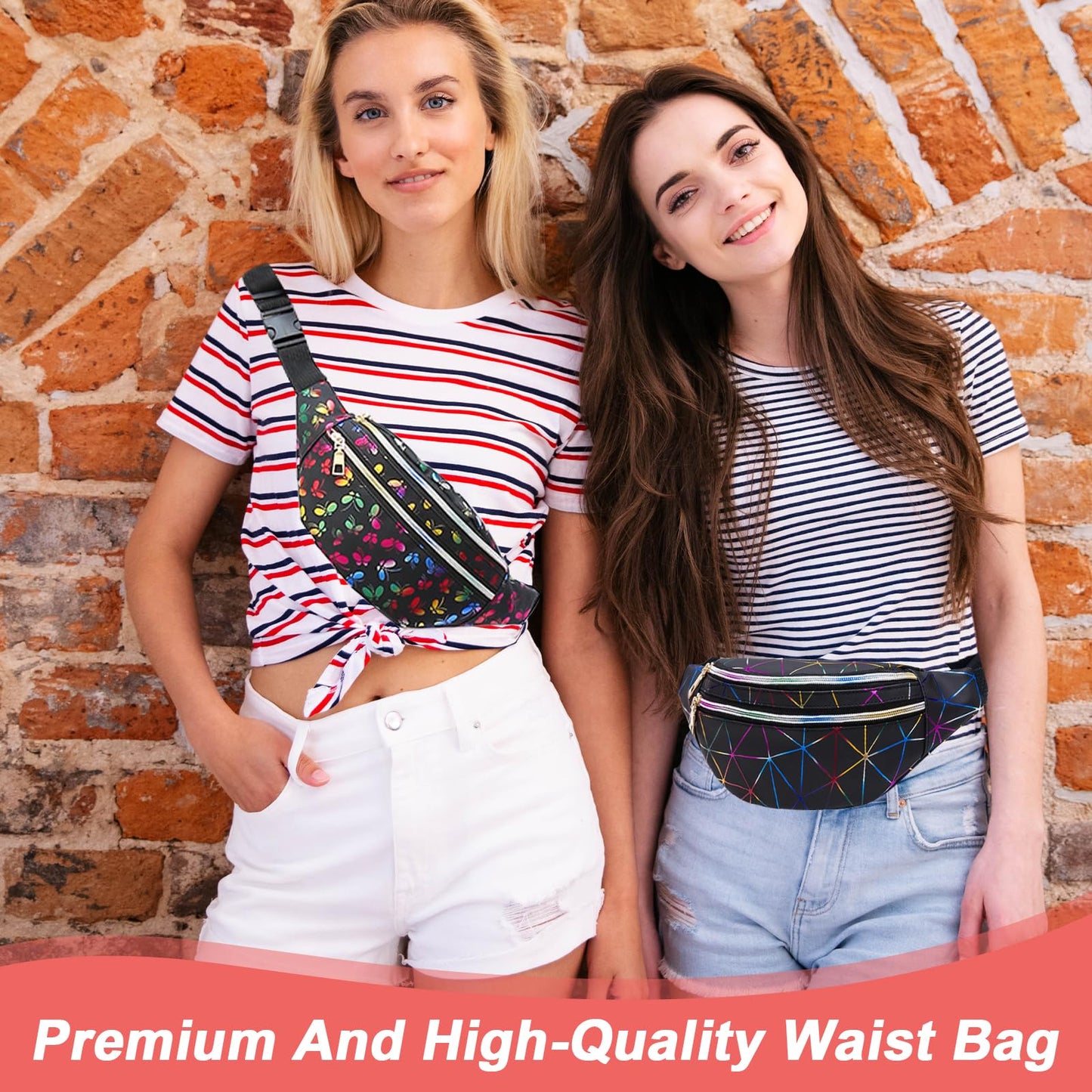 Girls' Butterfly Fanny Pack – Stylish PU Leather Waist Bag with Keychain