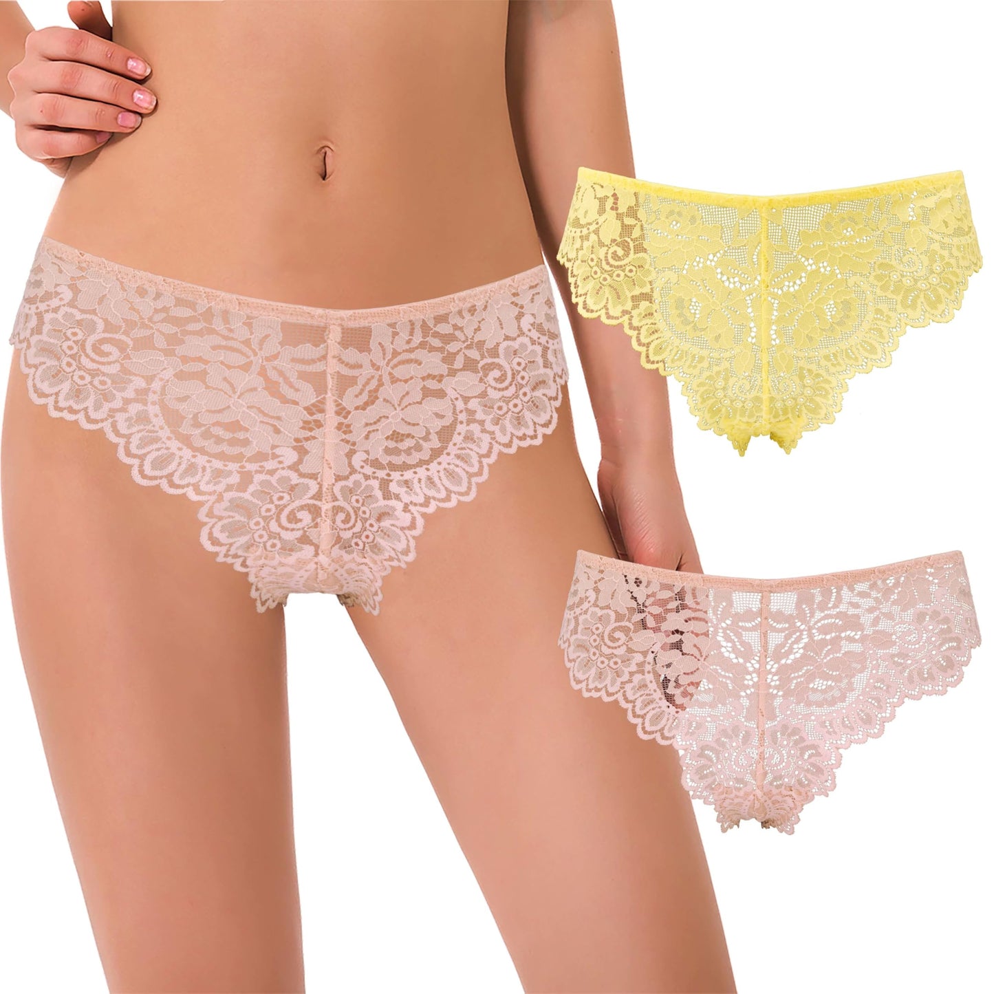 Curve Muse Women's Thong Hipster Underwear Sexy Comfortable - Pack of 2