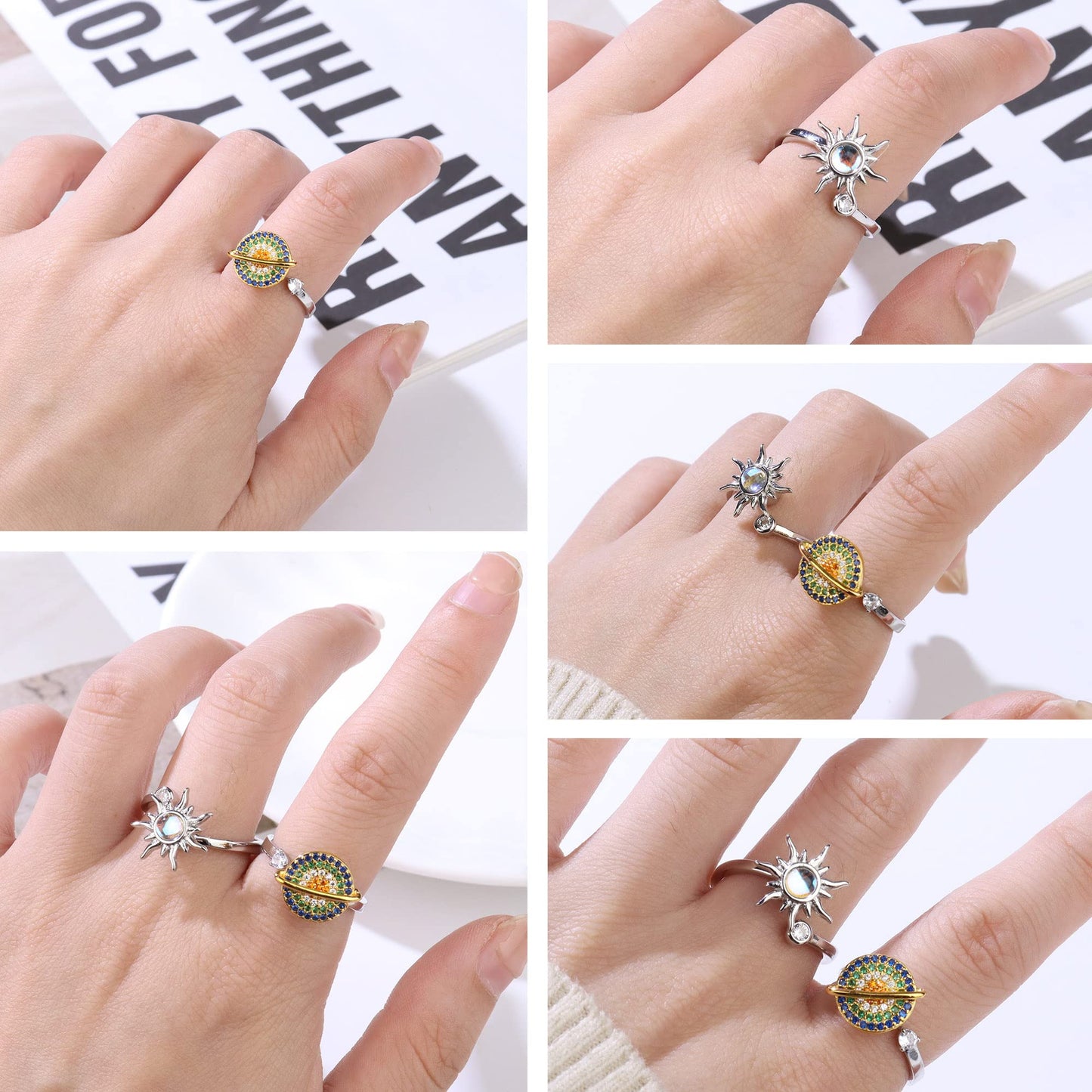 Adramata 2-Piece Anxiety Spinner Rings for Women