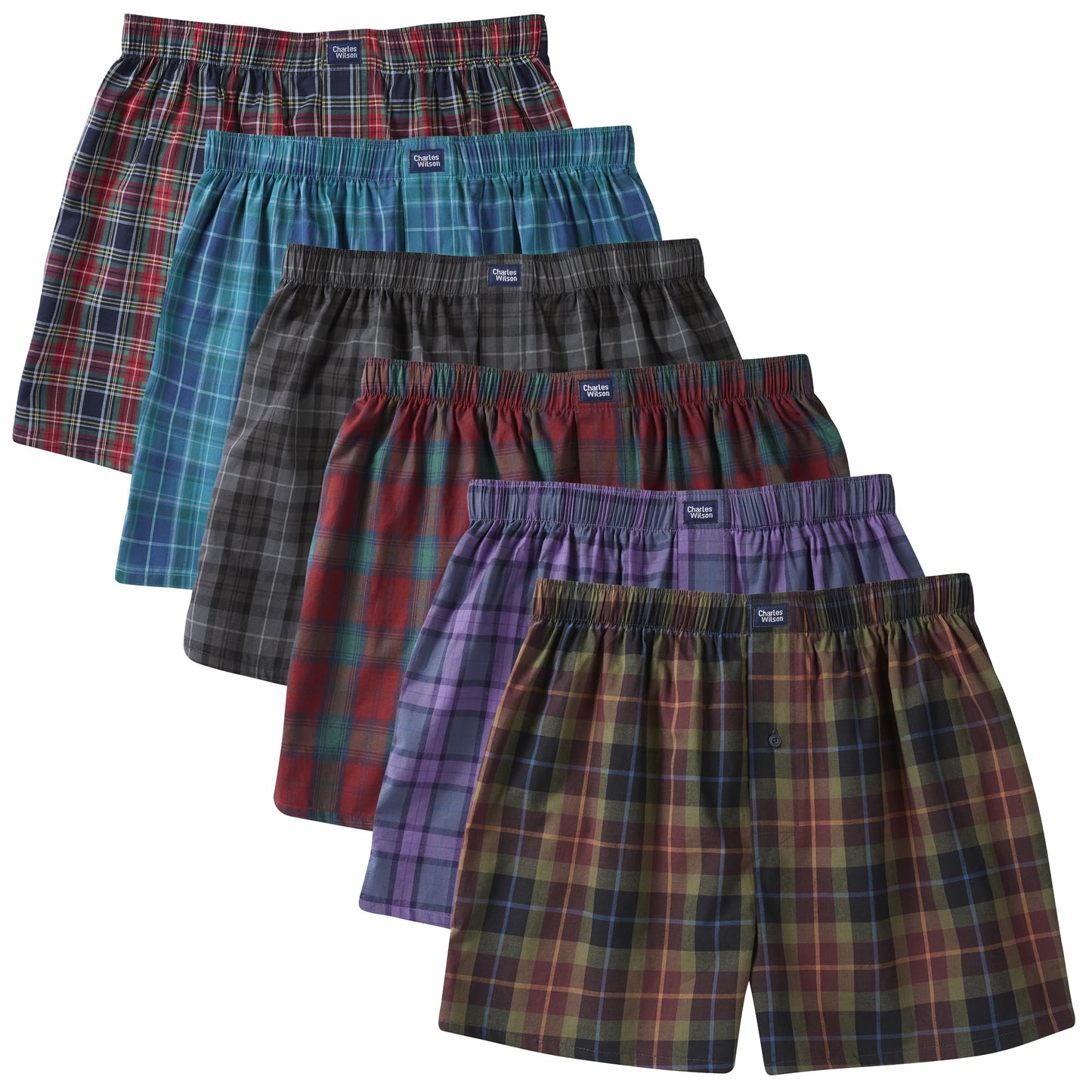 Charles Wilson Men’s Woven Boxer Shorts 6-Pack