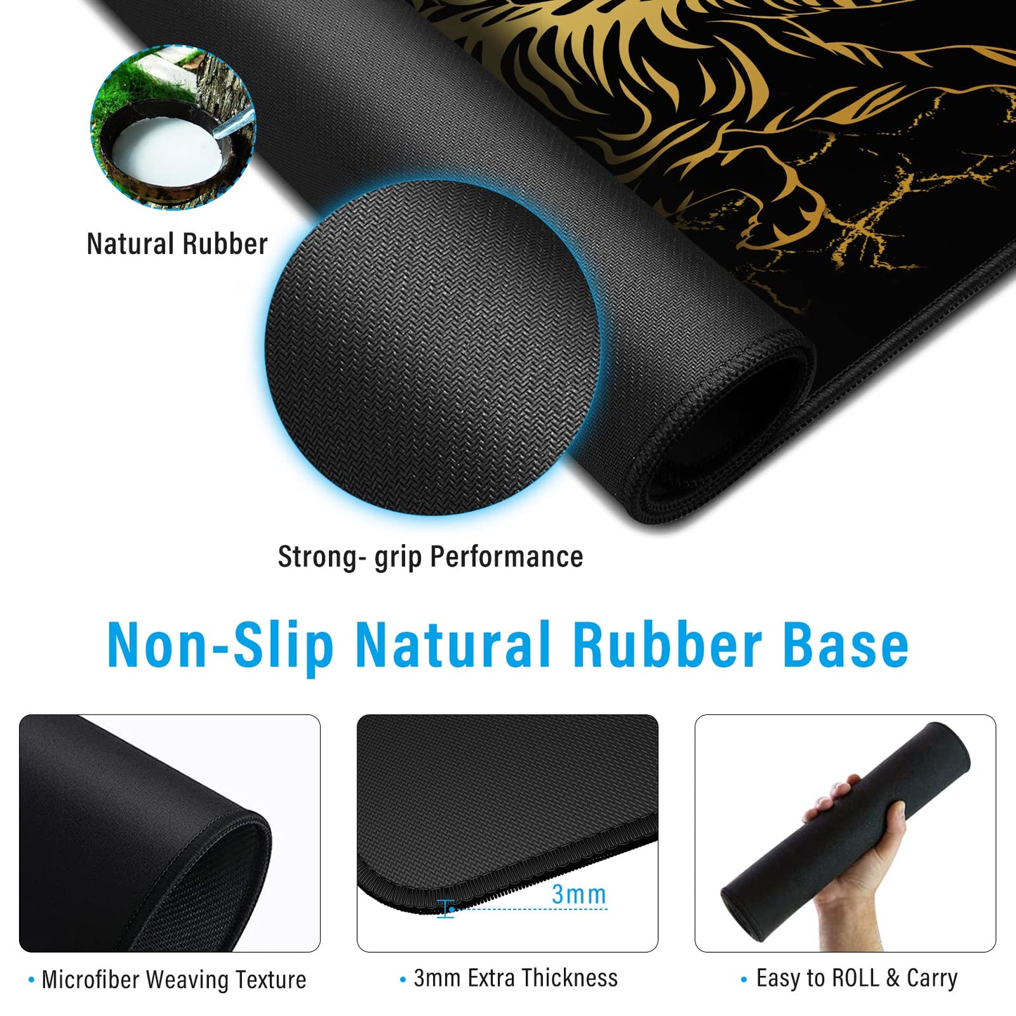 Anpollo Gaming Mouse Mat XXL 900 x 400 x 3 mm Non-Slip Desk Mat Table Mat Multifunctional Office Mouse Mat, Type 1