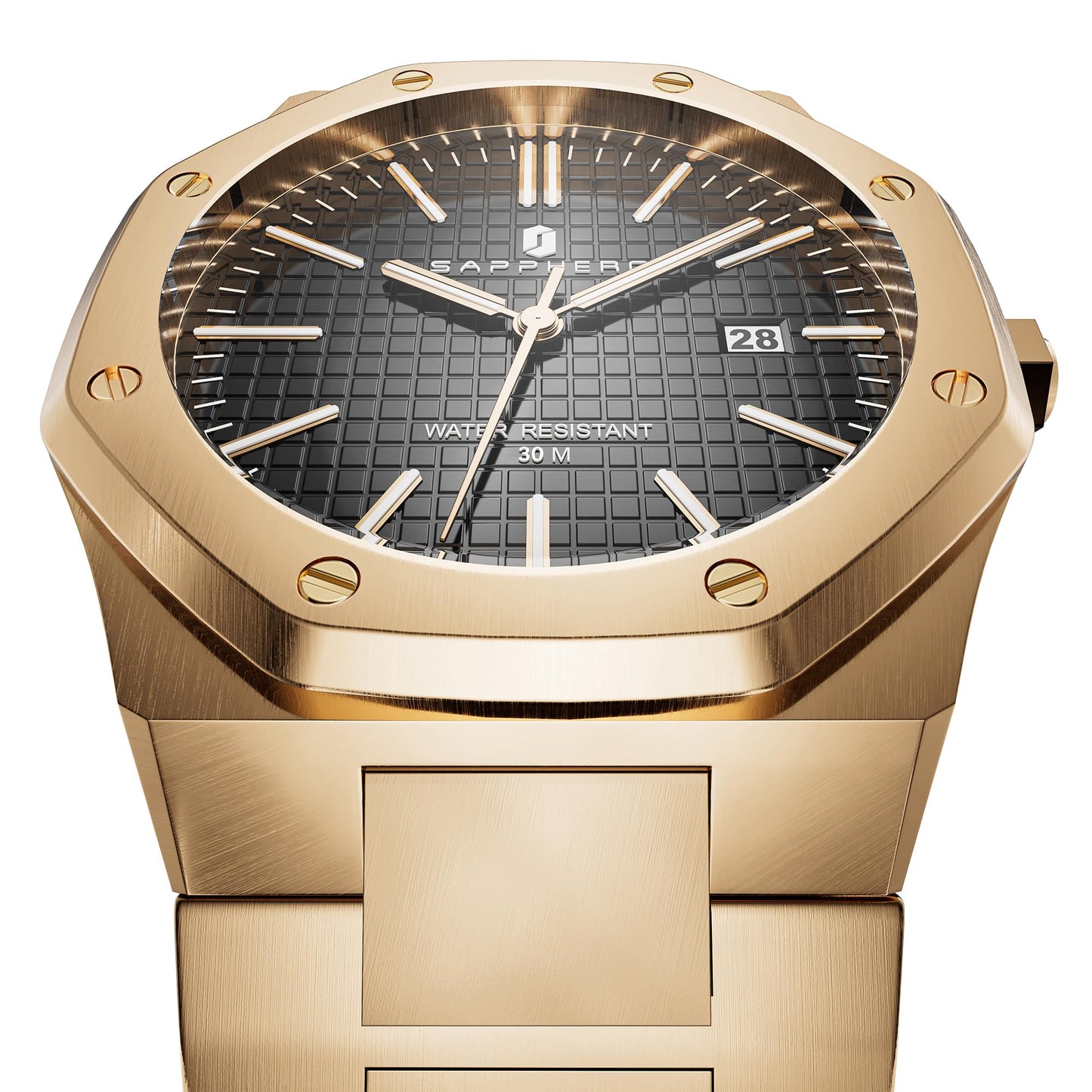 SAPPHERO Uhren Herren 30M wasserdichte Armbanduhr Herren Edelstahl/Lederarmband Armband Chronograph Anti-Kratzer-Uhr Herrenuhr Silber Analoge Quarzuhr Business Casual Watch mit Date