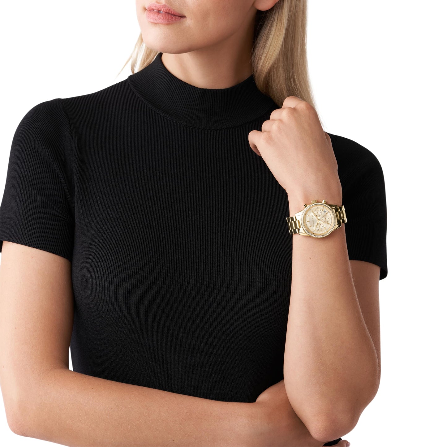 Michael Kors ladies' watch Ritz, 37 mm case size, quartz chronograph movement, stainless steel bracelet