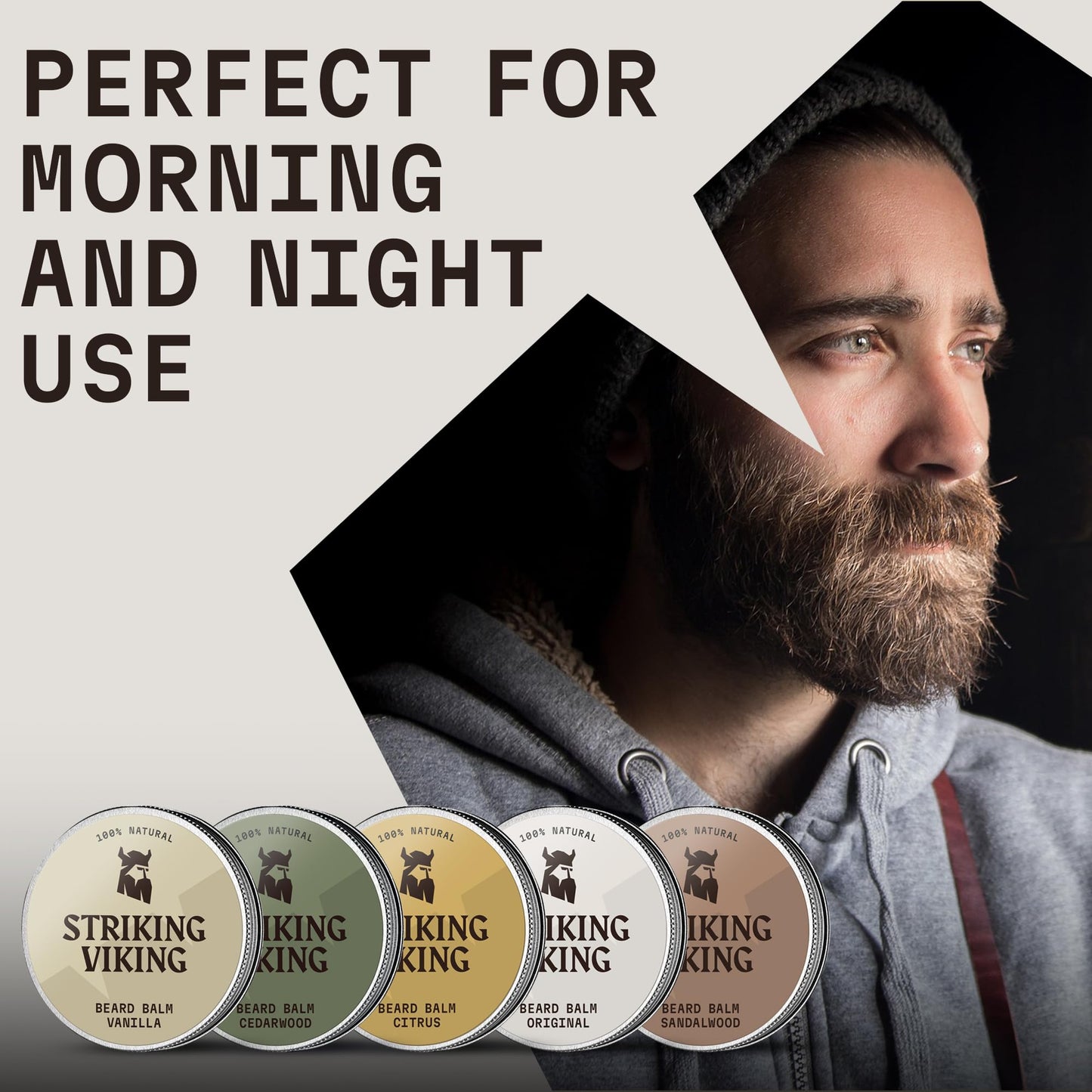 Striking Viking parfümfreier Bartbalsam Männer Vanille – Stylt, stärkt und macht Bärte, Schnurrbärte weich – Bartpflege mit Sheabutter, Teebaum, Argan & Jojobaöl - Bartglättungscremes - Bart Balm